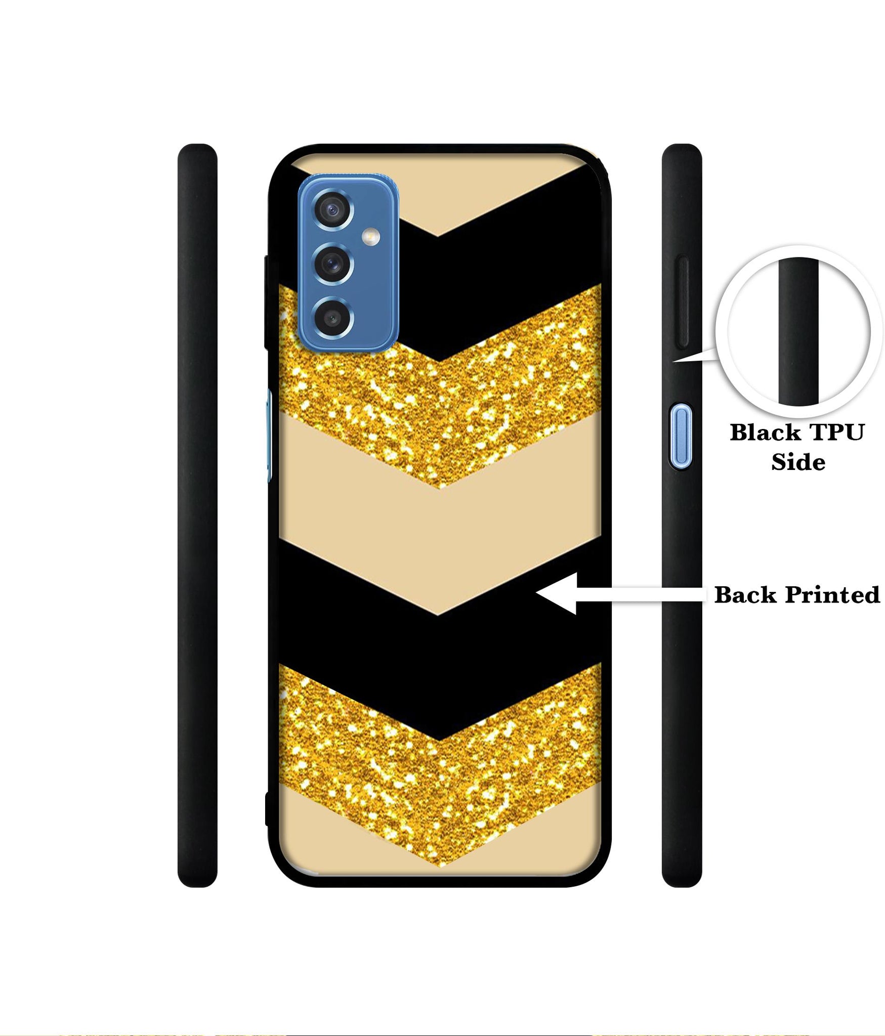 Black & Gold Designer 2D Printed Back Case Cover for Samsung Galaxy M52 5G