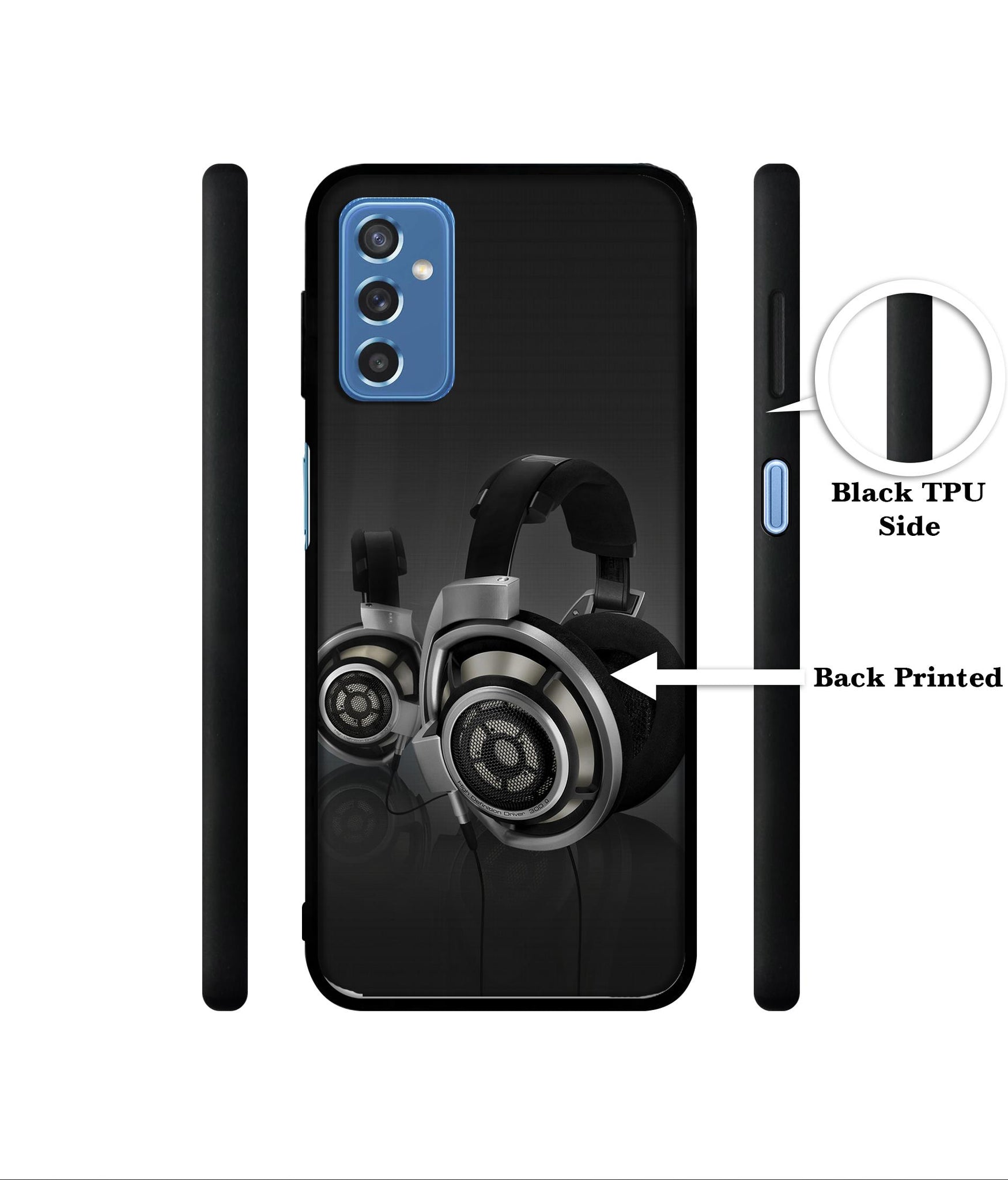 Head Phone Designer 2D Printed Back Case Cover for Samsung Galaxy M52 5G