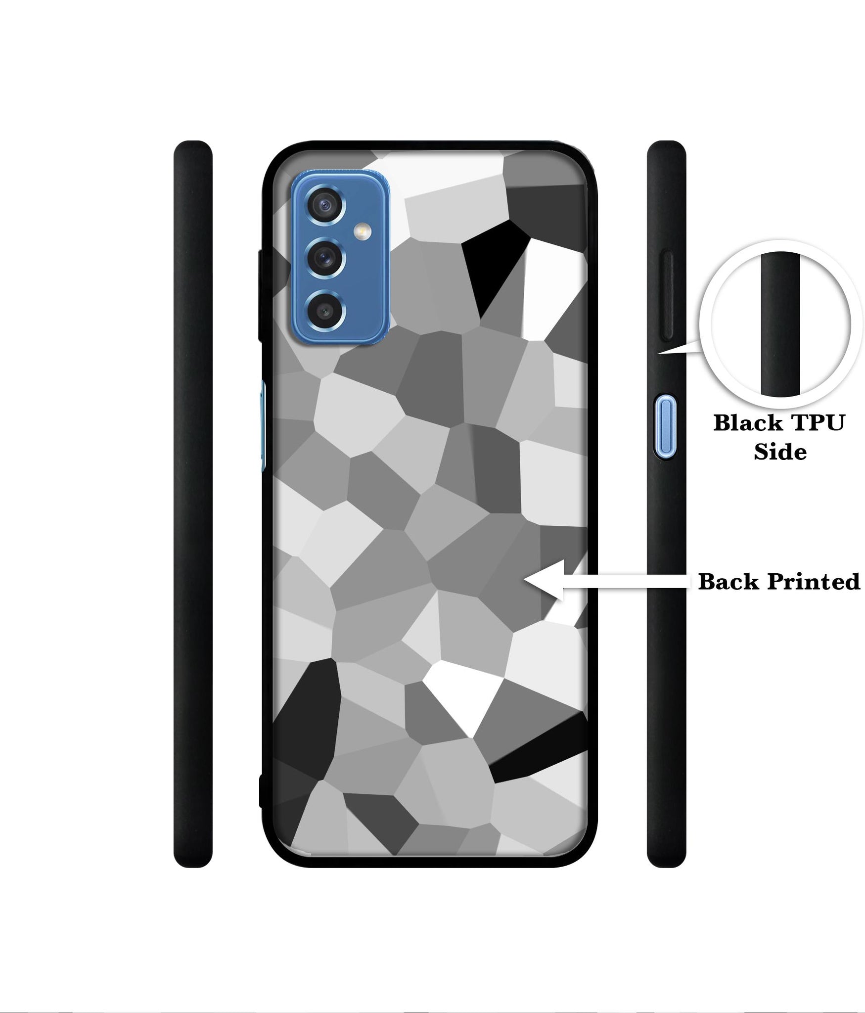 Black & White Mathematical Shape Designer 2D Printed Back Case Cover for Samsung Galaxy M52 5G