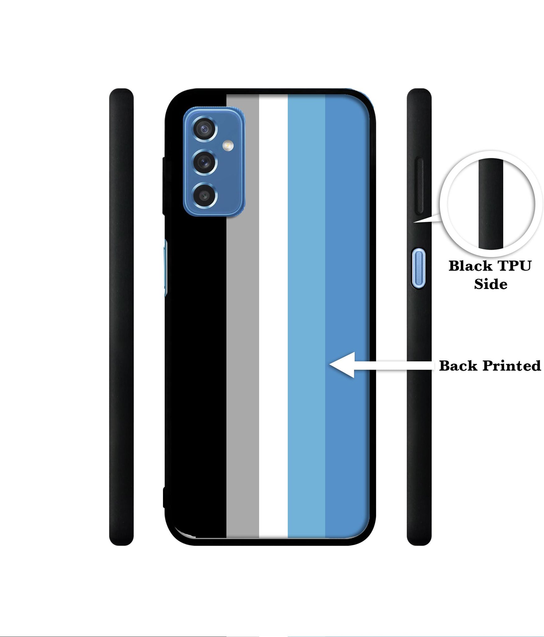 White and Blue Lines Designer 2D Printed Back Case Cover for Samsung Galaxy M52 5G