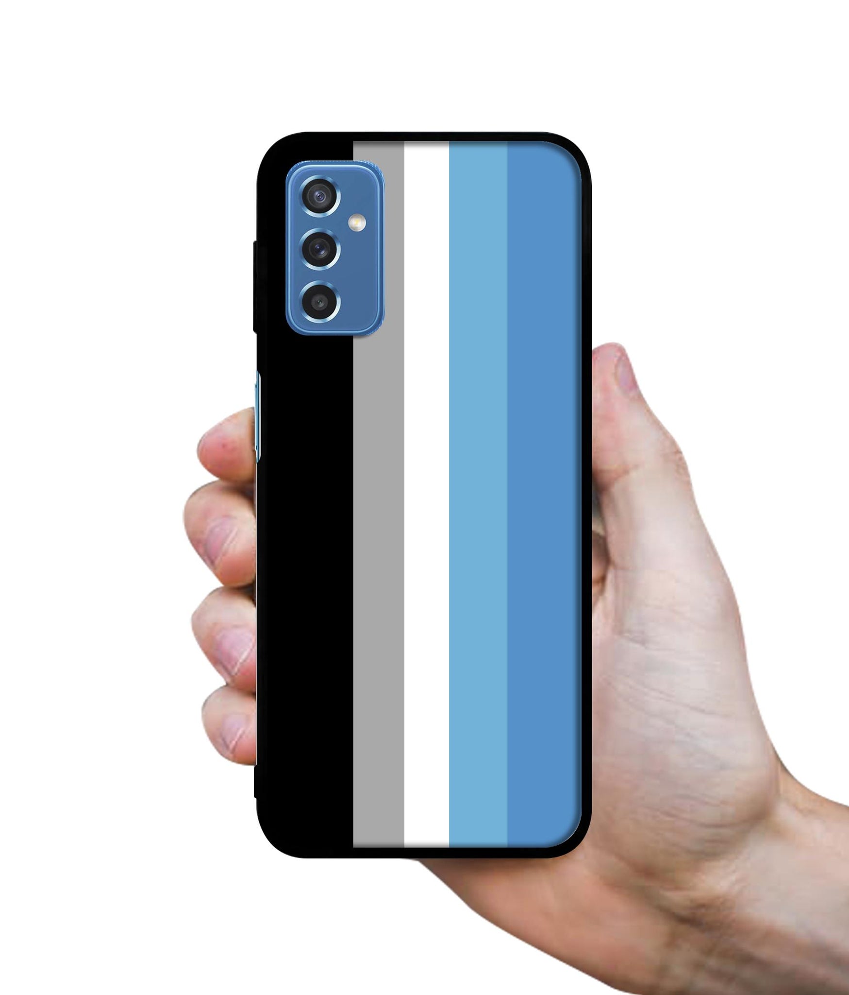 White and Blue Lines Designer 2D Printed Back Case Cover for Samsung Galaxy M52 5G