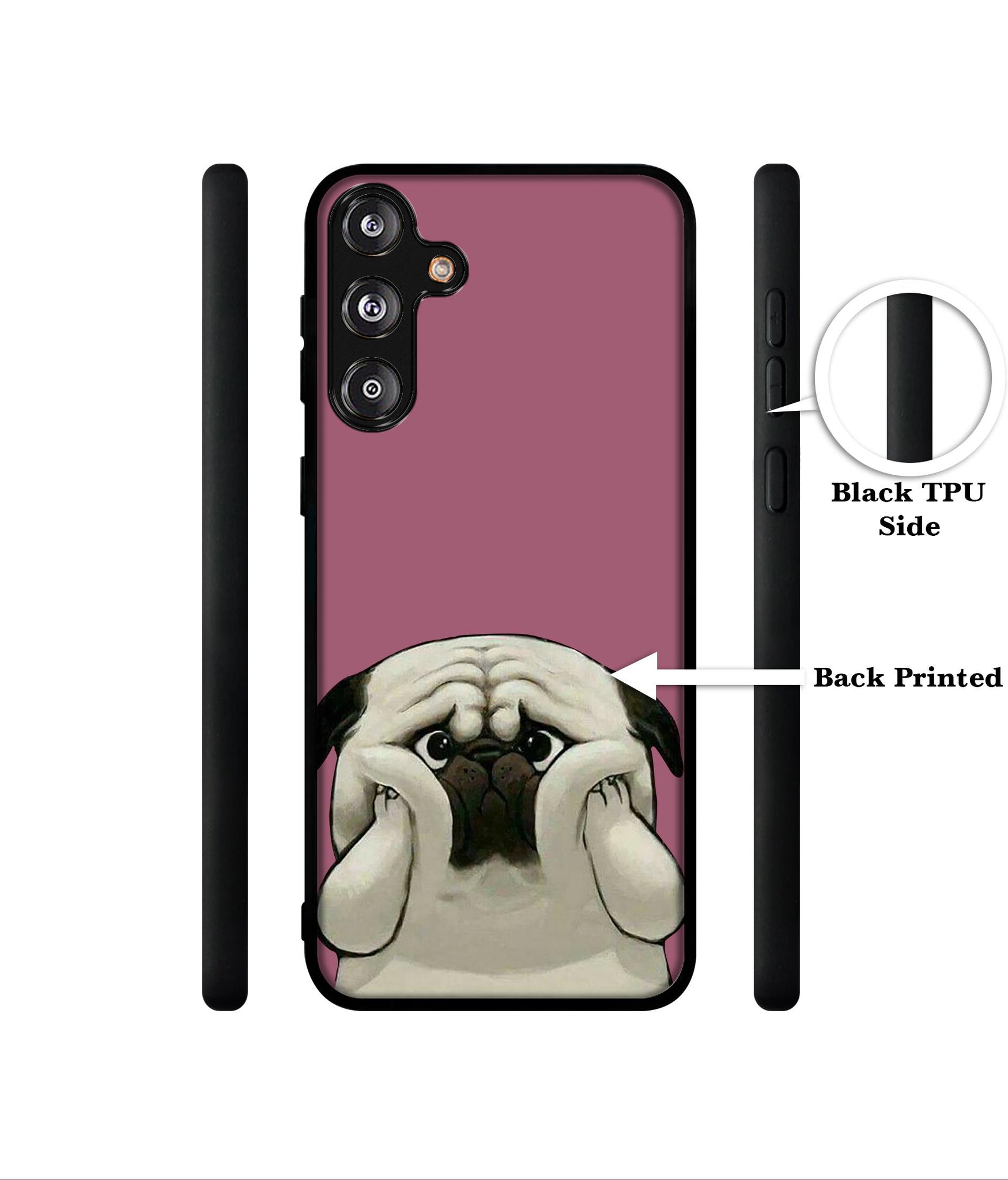 Cute Pug Holding Big Cheeks Designer 2D Printed Back Case Cover for Samsung Galaxy M55 5G / M55s 5G / F55?G