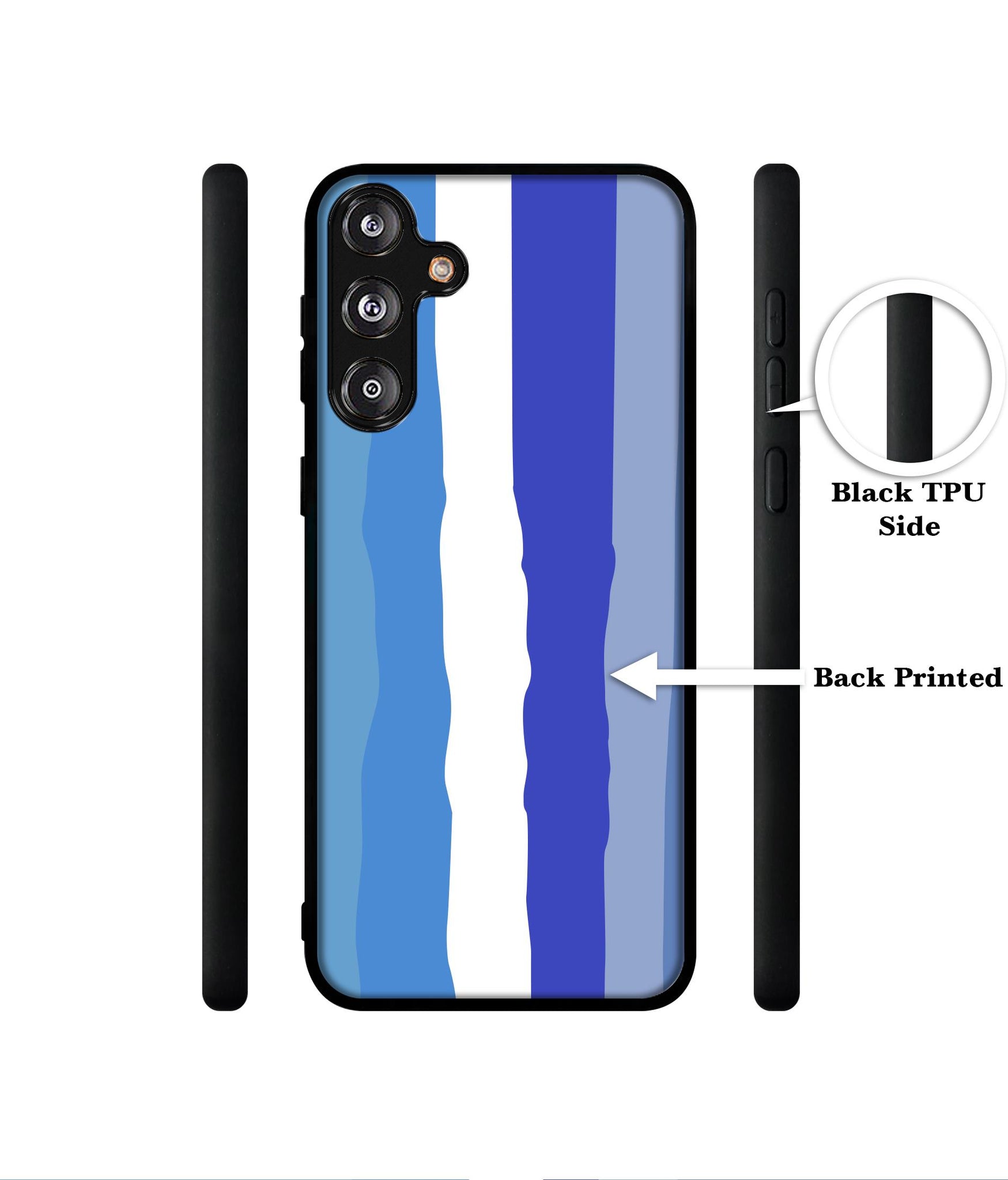 Blue Stripes Rainbow Designer 2D Printed Back Case Cover for Samsung Galaxy M55 5G / M55s 5G / F55?G