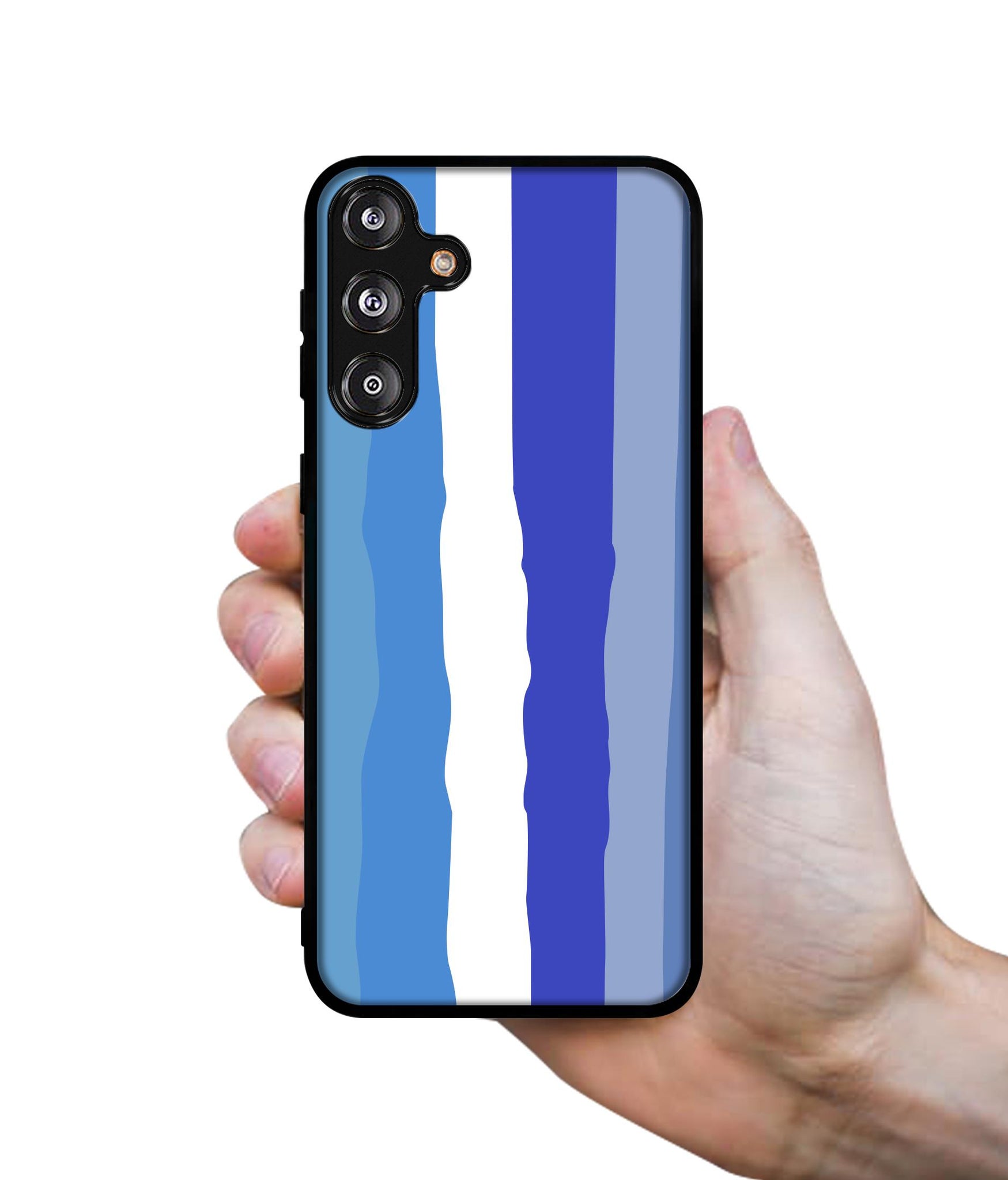 Blue Stripes Rainbow Designer 2D Printed Back Case Cover for Samsung Galaxy M55 5G / M55s 5G / F55?G