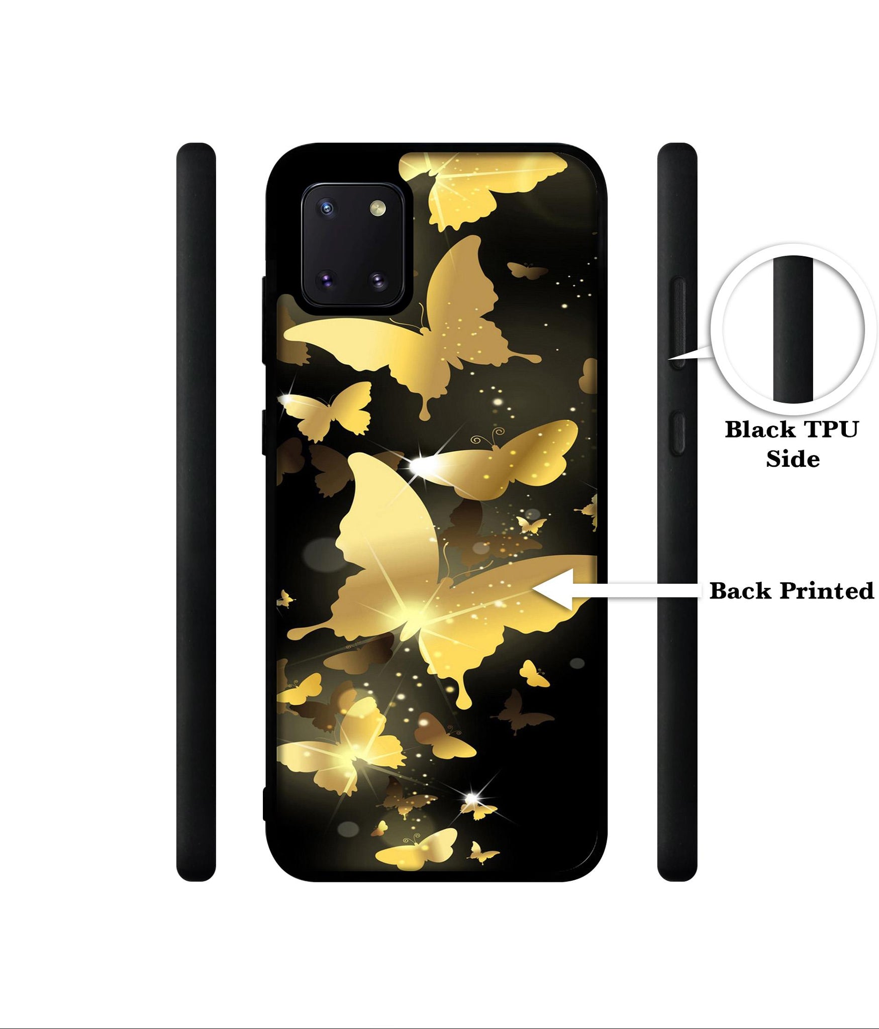 Golden Butterfly Pattern Designer 2D Printed Back Case Cover for Samsung Galaxy Note 10 Lite 4G