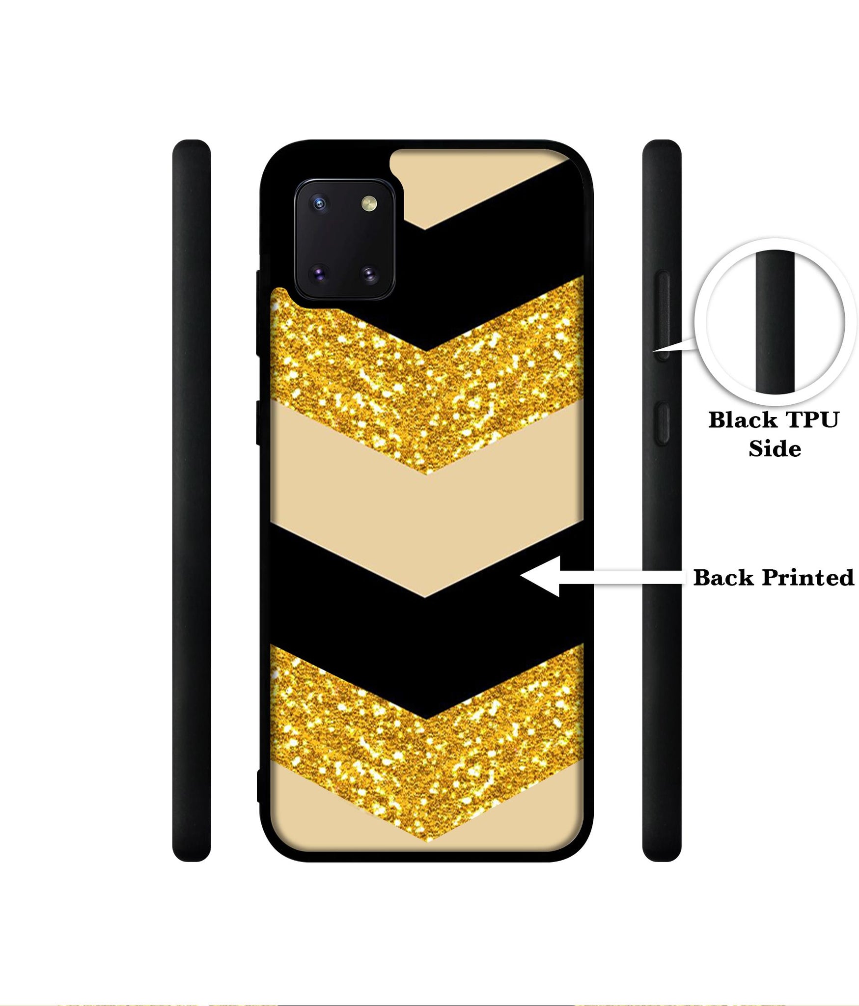 Black & Gold Designer 2D Printed Back Case Cover for Samsung Galaxy Note 10 Lite 4G