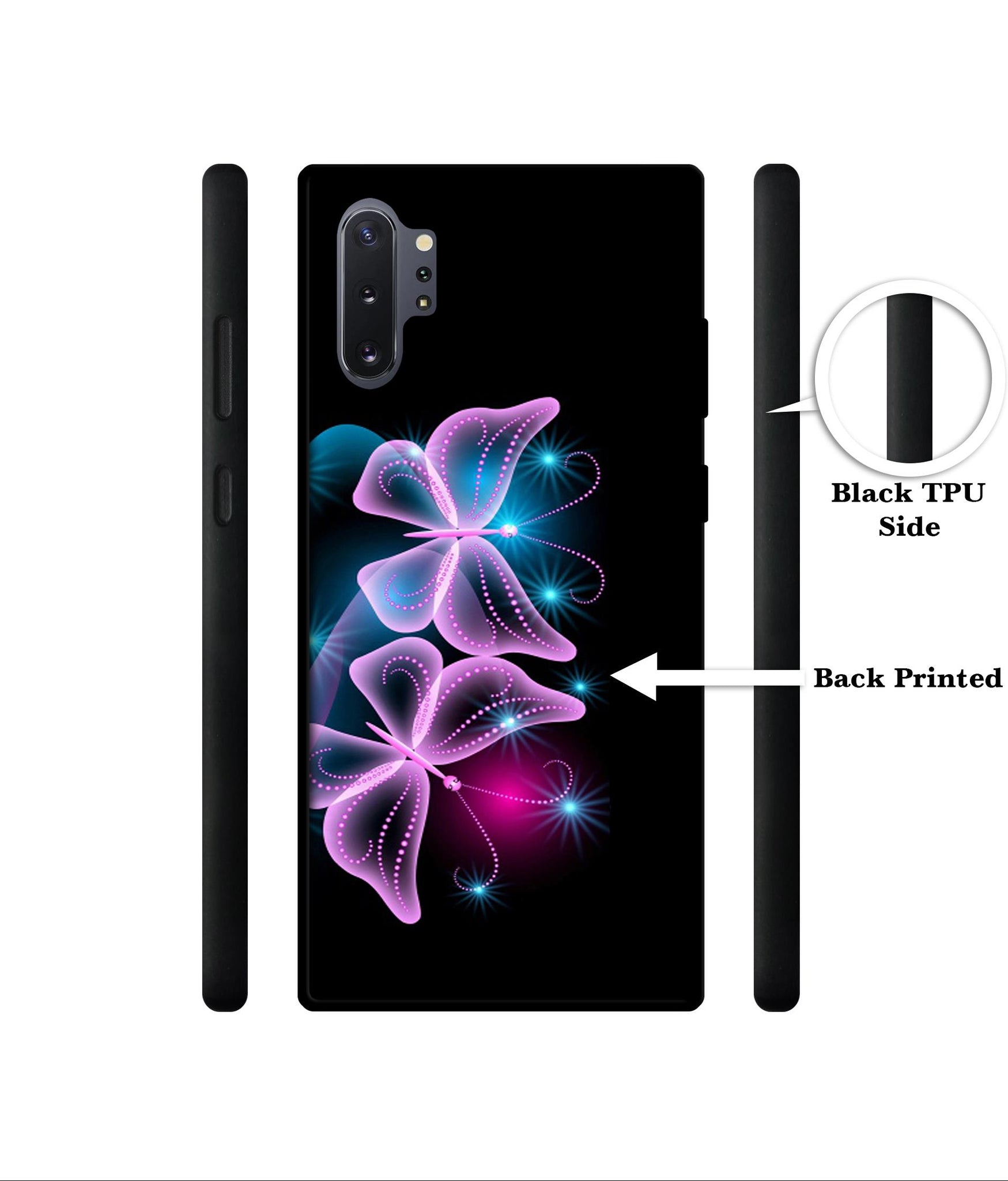 Butterflies Neon Light Designer 2D Printed Back Case Cover for Samsung Galaxy Note 10 Plus 5G