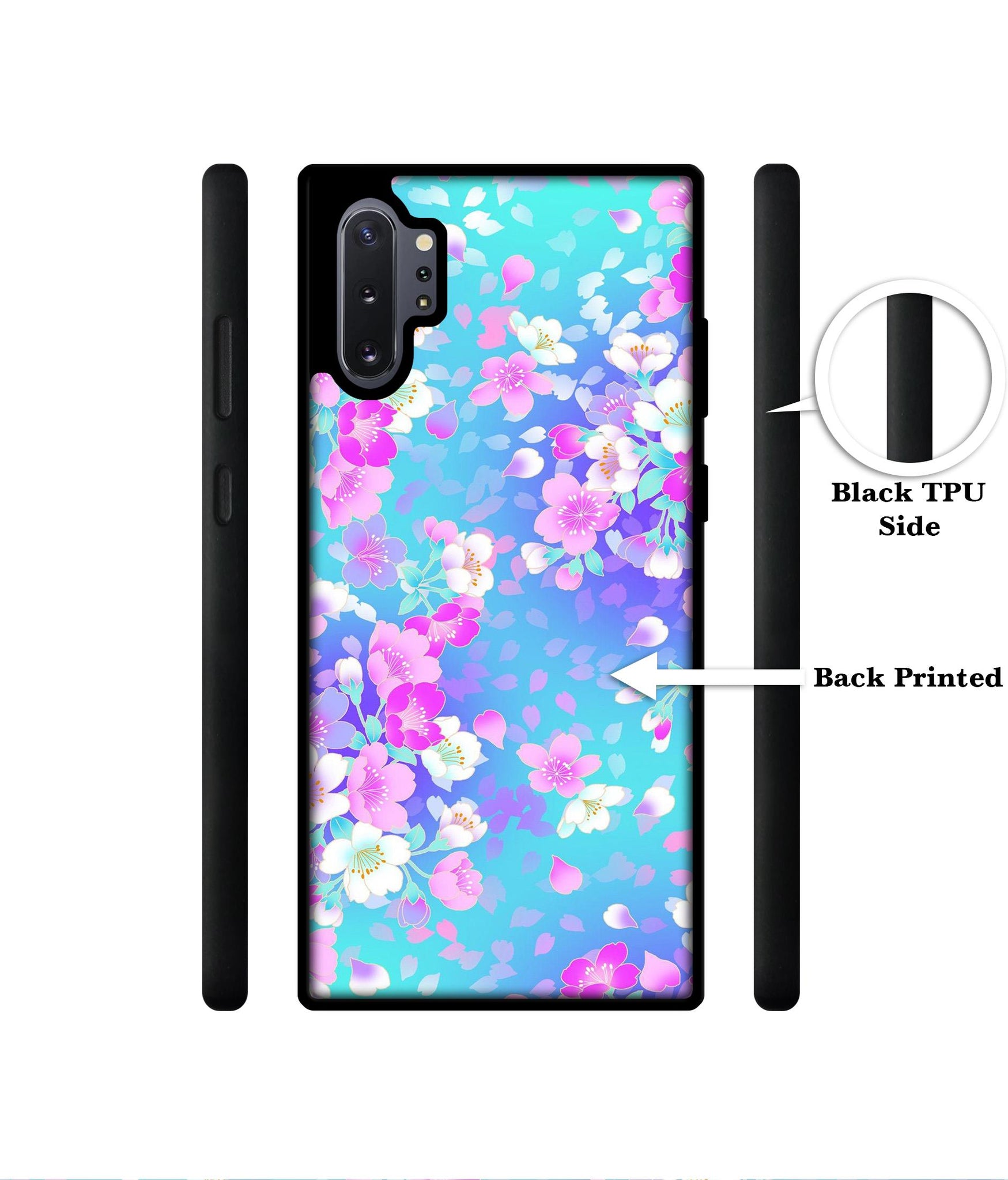 Floral Blue Pattern Designer 2D Printed Back Case Cover for Samsung Galaxy Note 10 Plus 5G