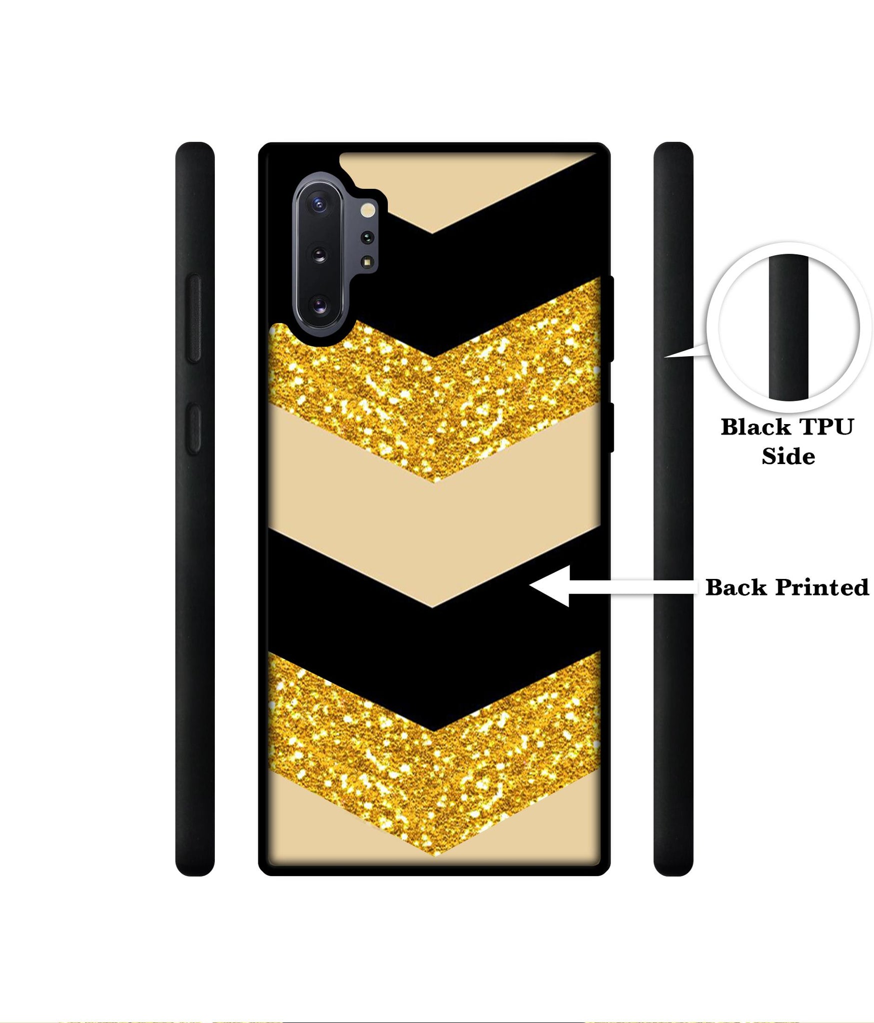 Black & Gold Designer 2D Printed Back Case Cover for Samsung Galaxy Note 10 Plus 5G