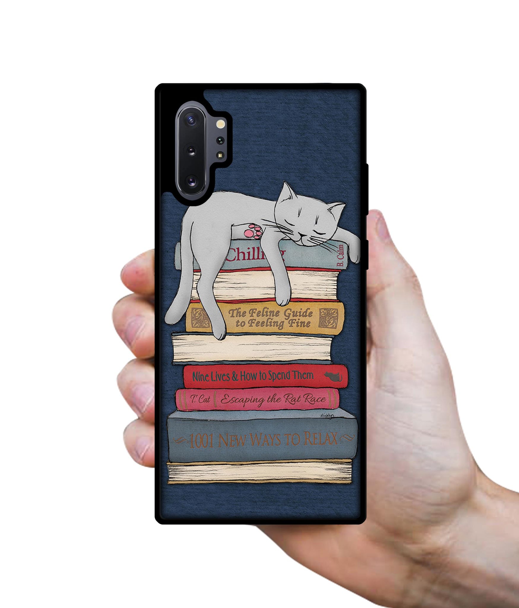 Cat Sleeping On The Books Designer 2D Printed Back Case Cover for Samsung Galaxy Note 10 Plus 5G