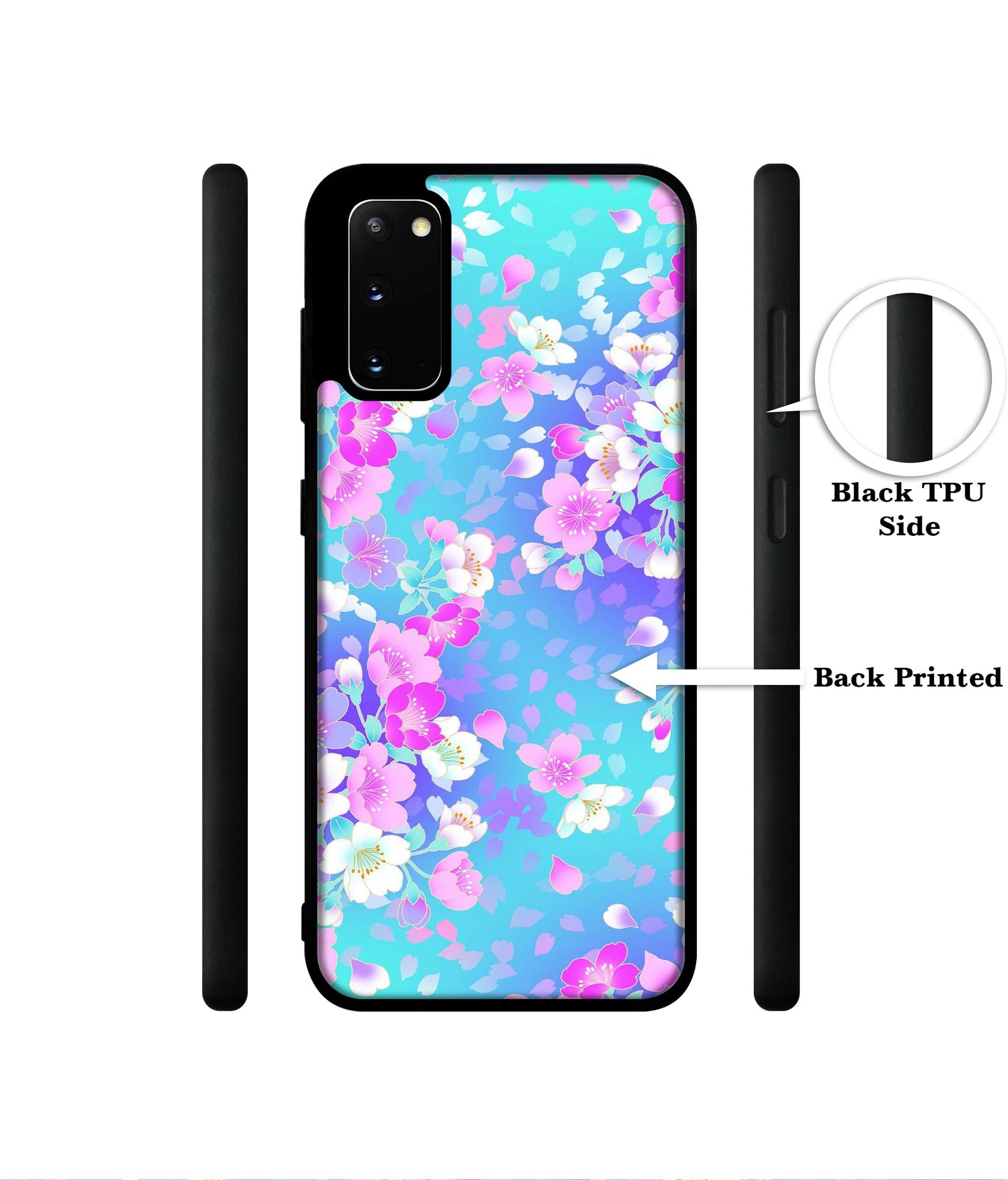 Floral Blue Pattern Designer 2D Printed Back Case Cover for Samsung Galaxy S20 4G / S20 5G