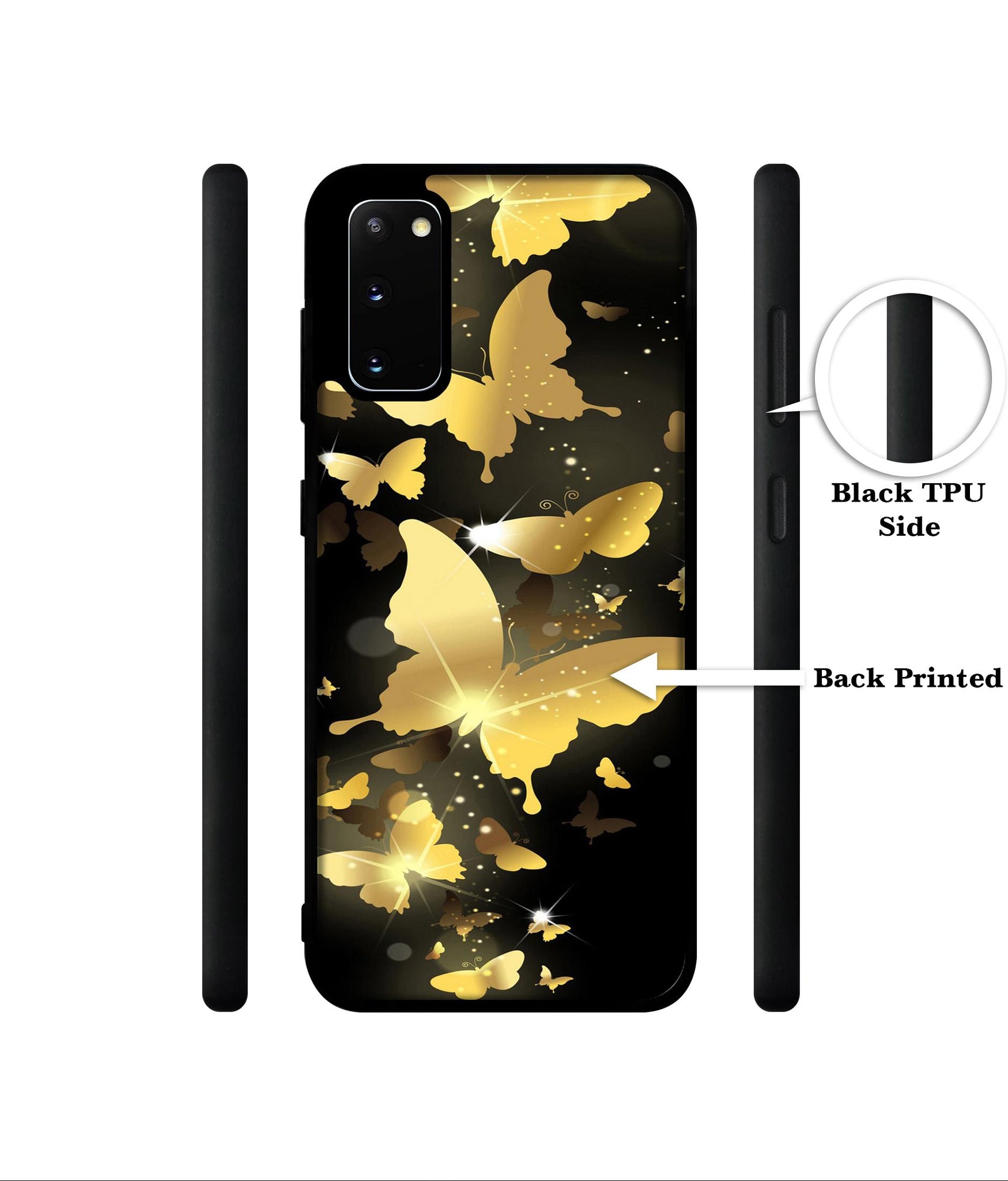 Golden Butterfly Pattern Designer 2D Printed Back Case Cover for Samsung Galaxy S20 4G / S20 5G