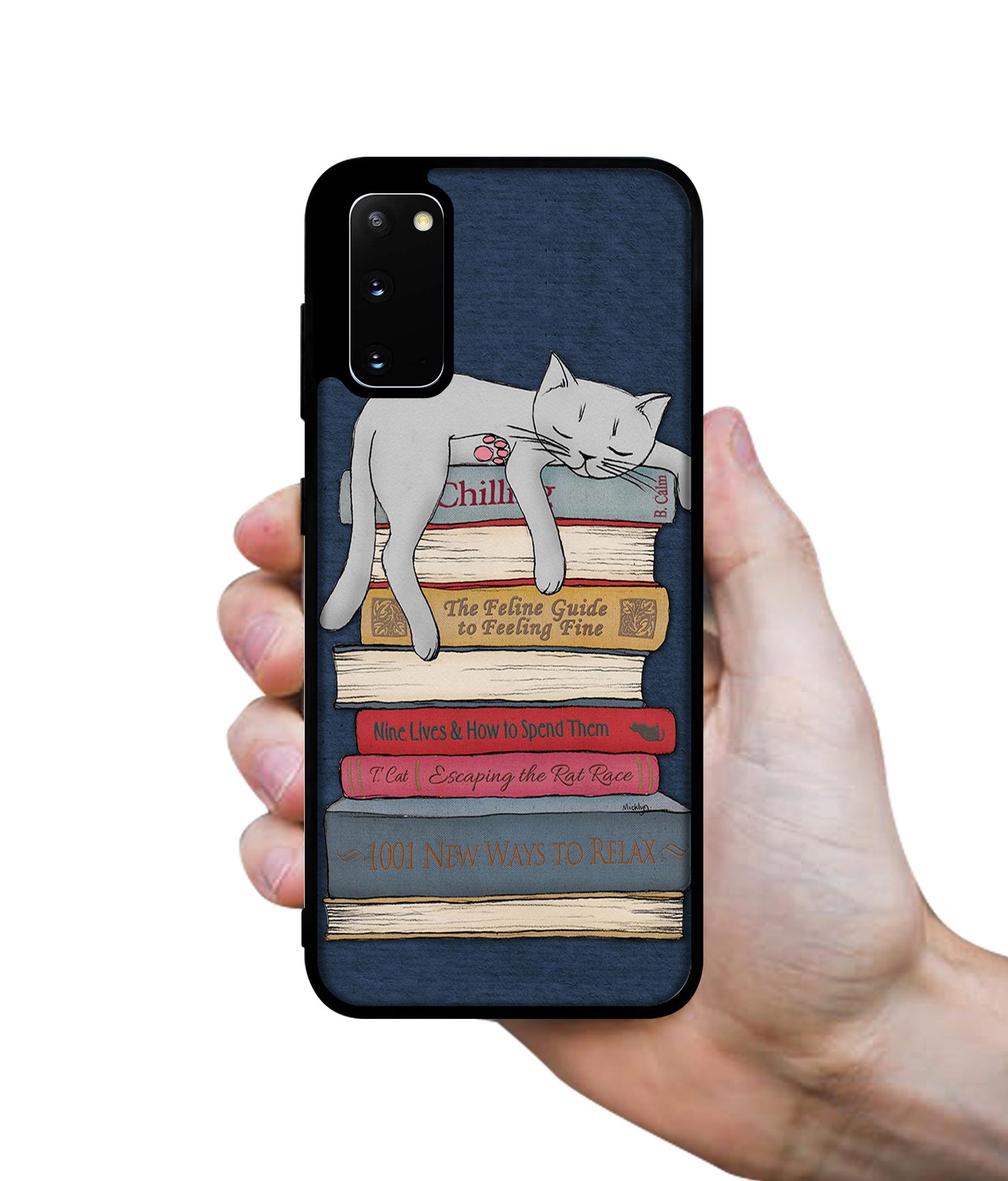 Cat Sleeping On The Books Designer 2D Printed Back Case Cover for Samsung Galaxy S20 4G / S20 5G