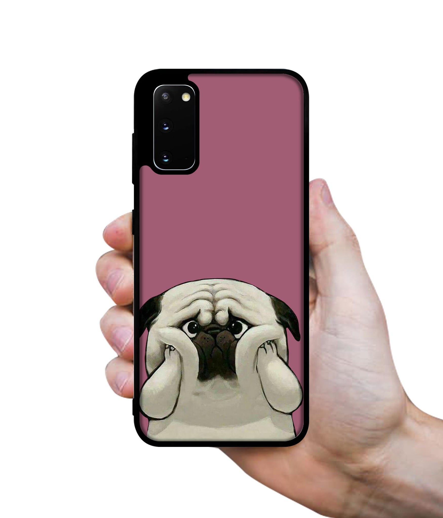 Cute Pug Holding Big Cheeks Designer 2D Printed Back Case Cover for Samsung Galaxy S20 4G / S20 5G