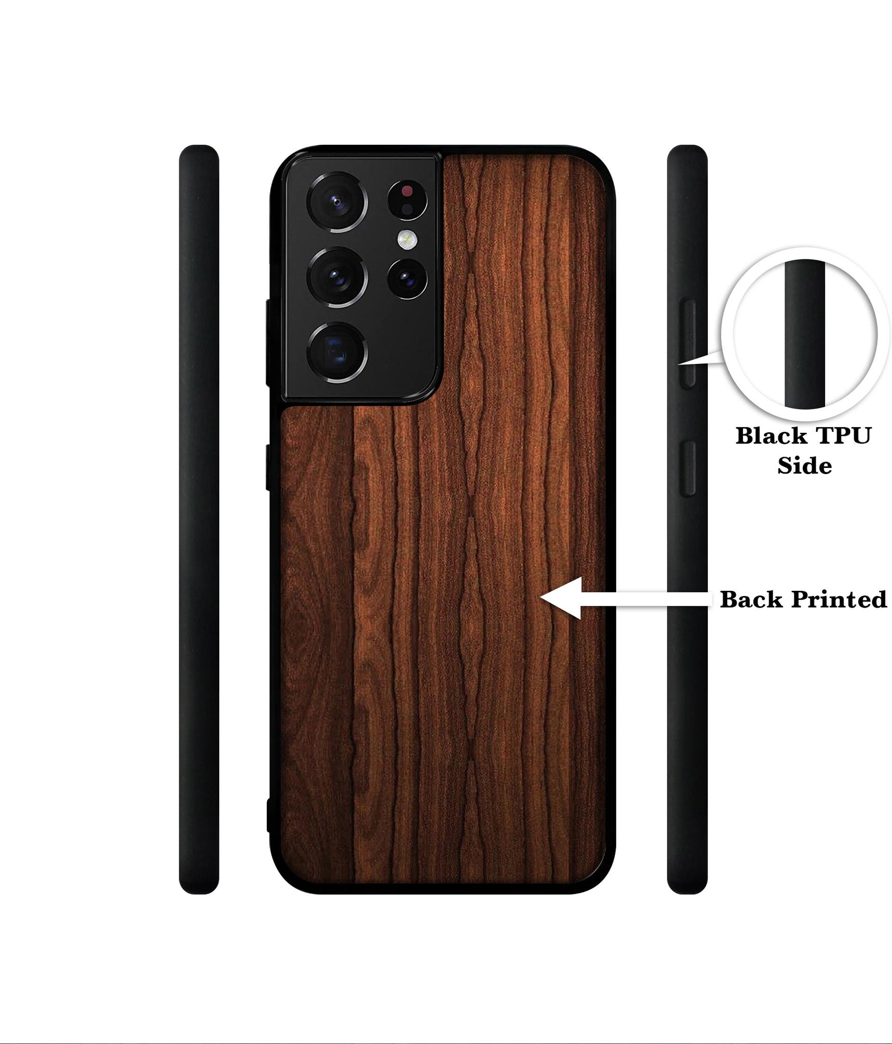 Brown Wooden Texture Designer 2D Printed Back Case Cover for Samsung Galaxy S21 Ultra 5G