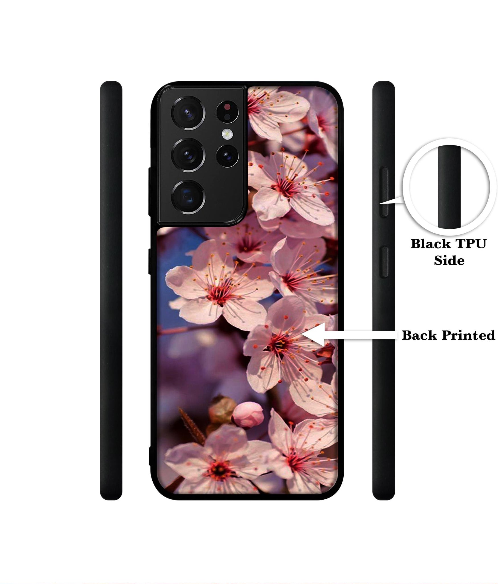 Pink Flowers Pattern Designer 2D Printed Back Case Cover for Samsung Galaxy S21 Ultra 5G