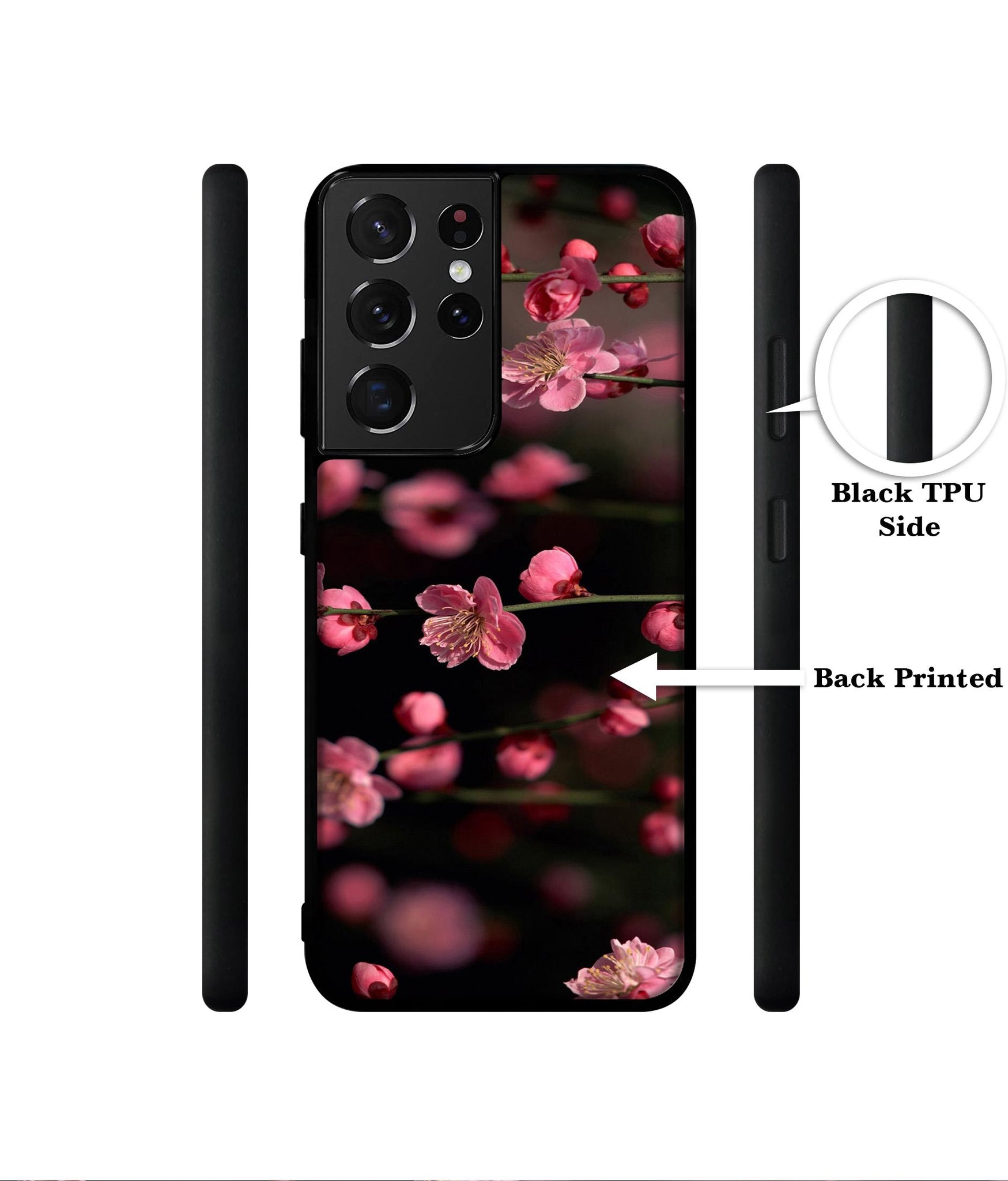 Pink Flowers Designer 2D Printed Back Case Cover for Samsung Galaxy S21 Ultra 5G