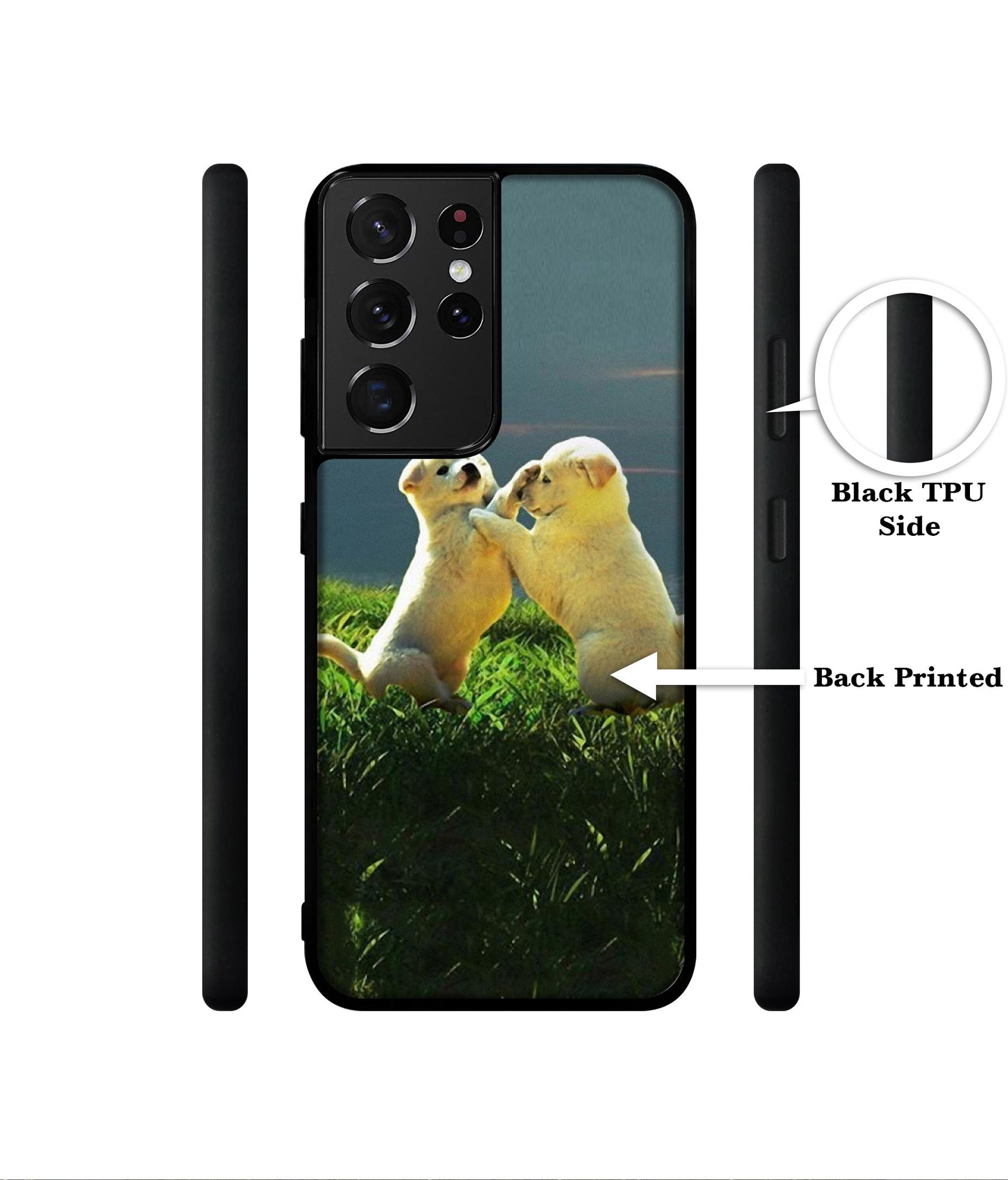 Puppy Couple Sunset Designer 2D Printed Back Case Cover for Samsung Galaxy S21 Ultra 5G