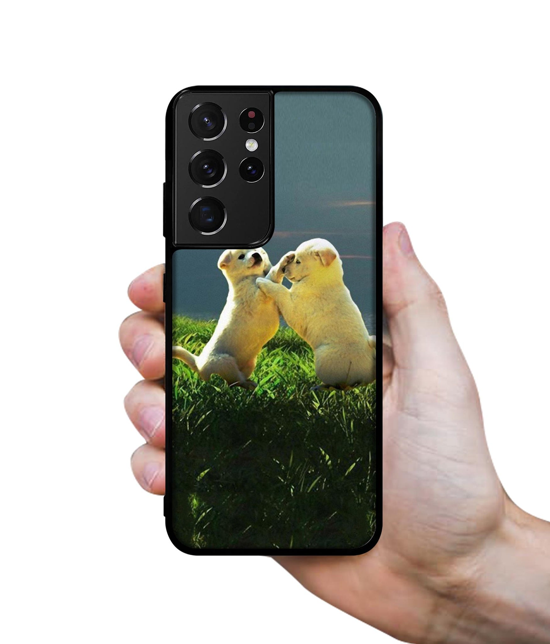 Puppy Couple Sunset Designer 2D Printed Back Case Cover for Samsung Galaxy S21 Ultra 5G