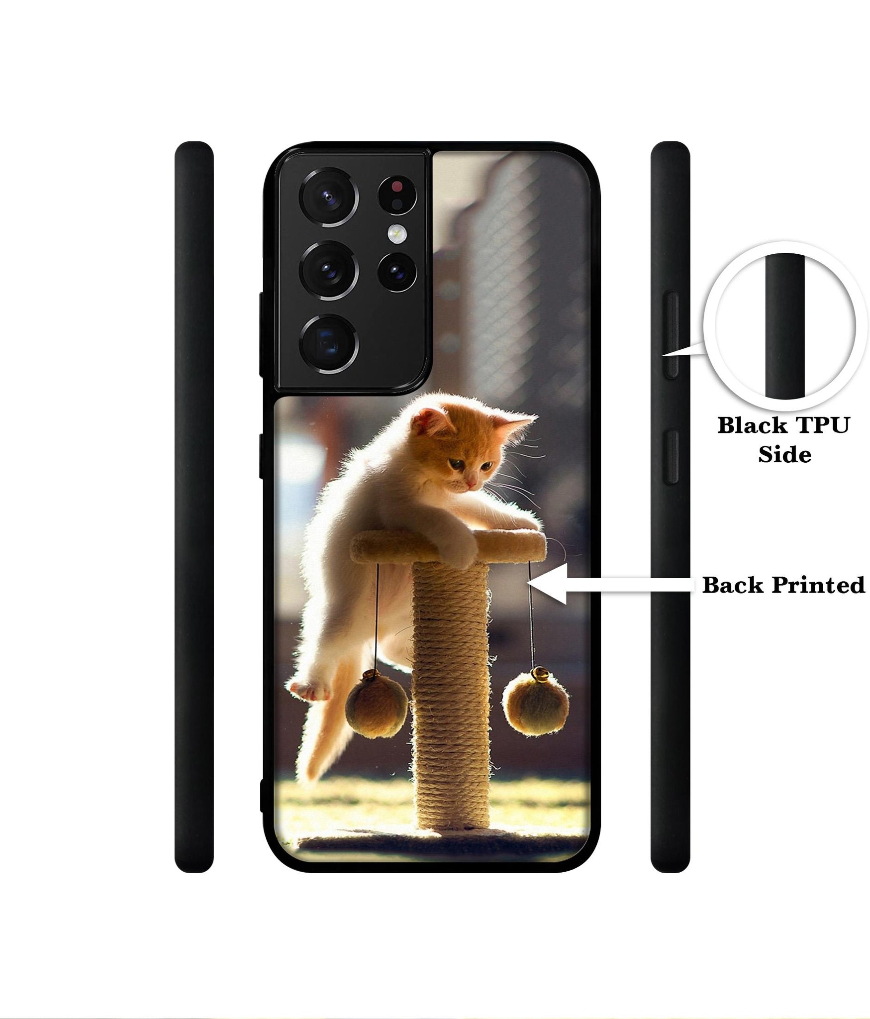 Cat Climbing Designer 2D Printed Back Case Cover for Samsung Galaxy S21 Ultra 5G