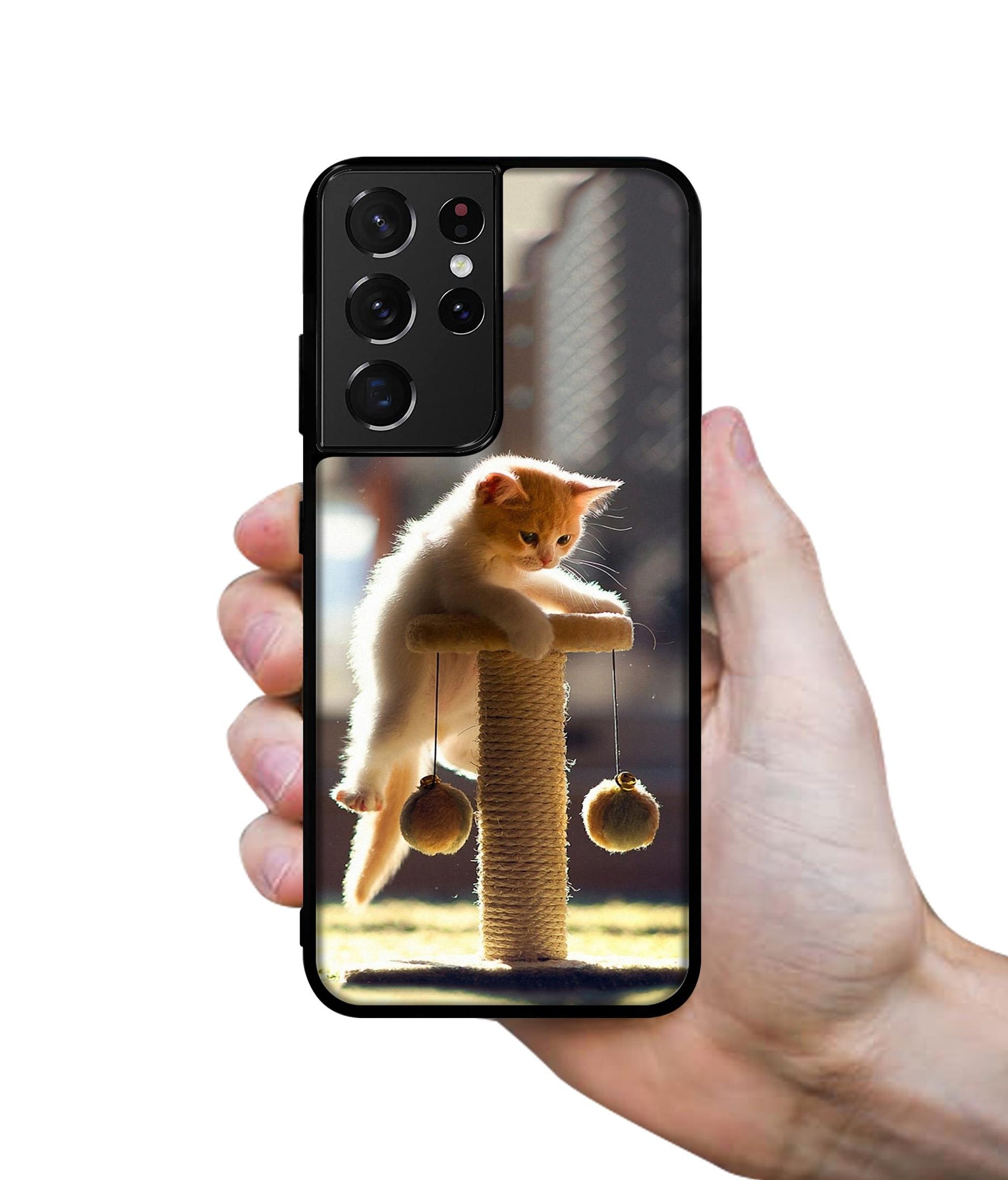 Cat Climbing Designer 2D Printed Back Case Cover for Samsung Galaxy S21 Ultra 5G