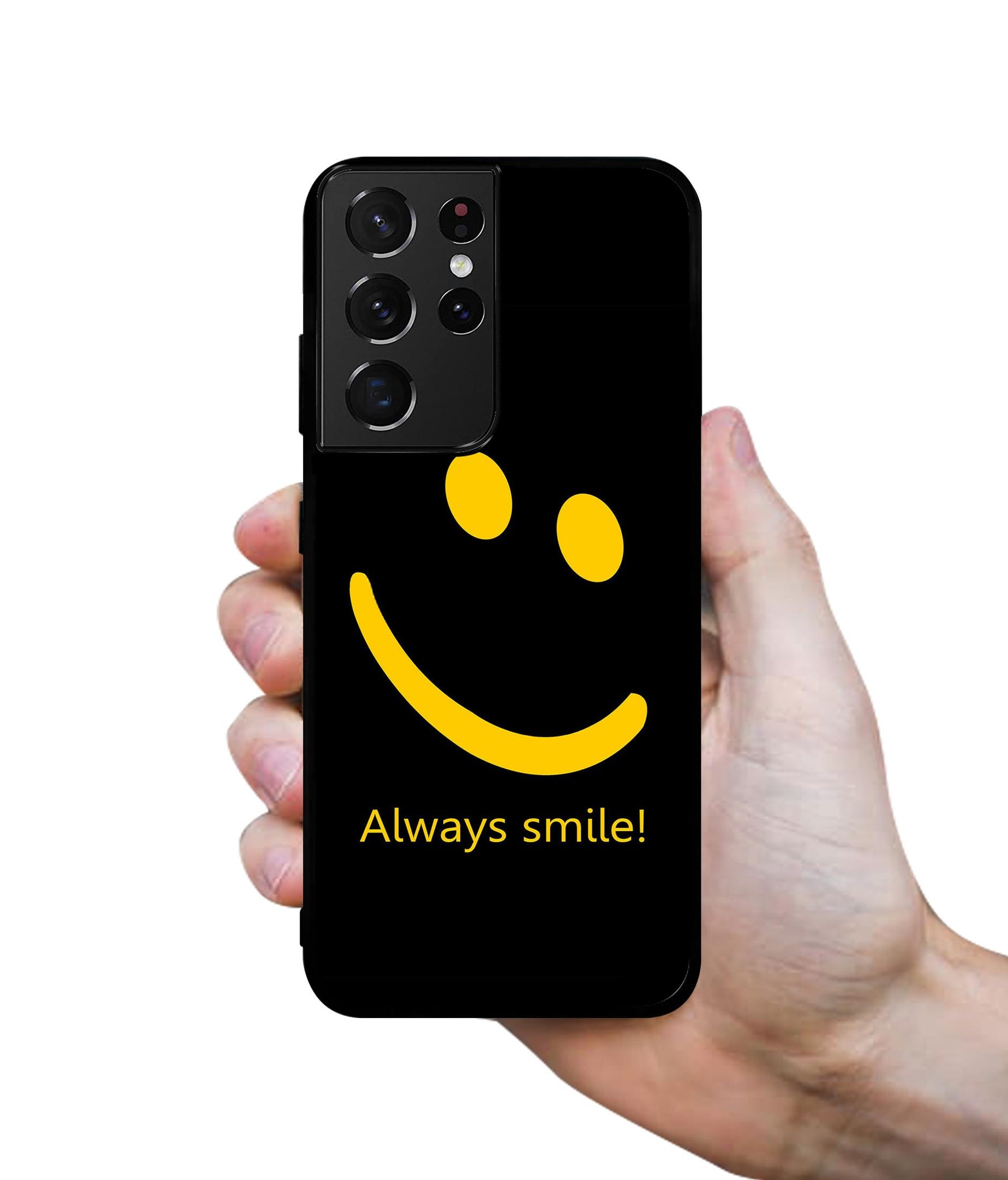 Always Smile Quote Designer 2D Printed Back Case Cover for Samsung Galaxy S21 Ultra 5G