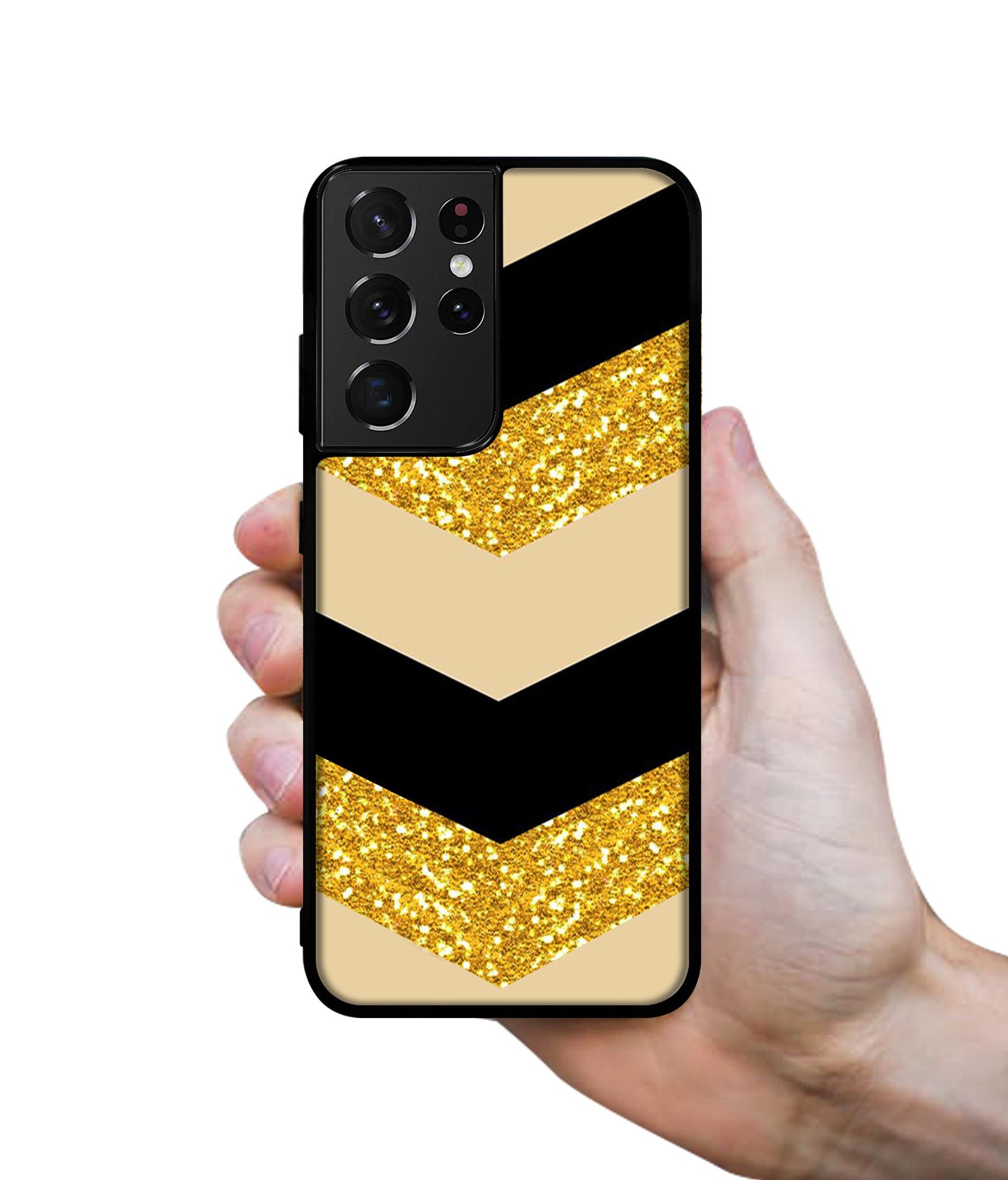 Black & Gold Designer 2D Printed Back Case Cover for Samsung Galaxy S21 Ultra 5G