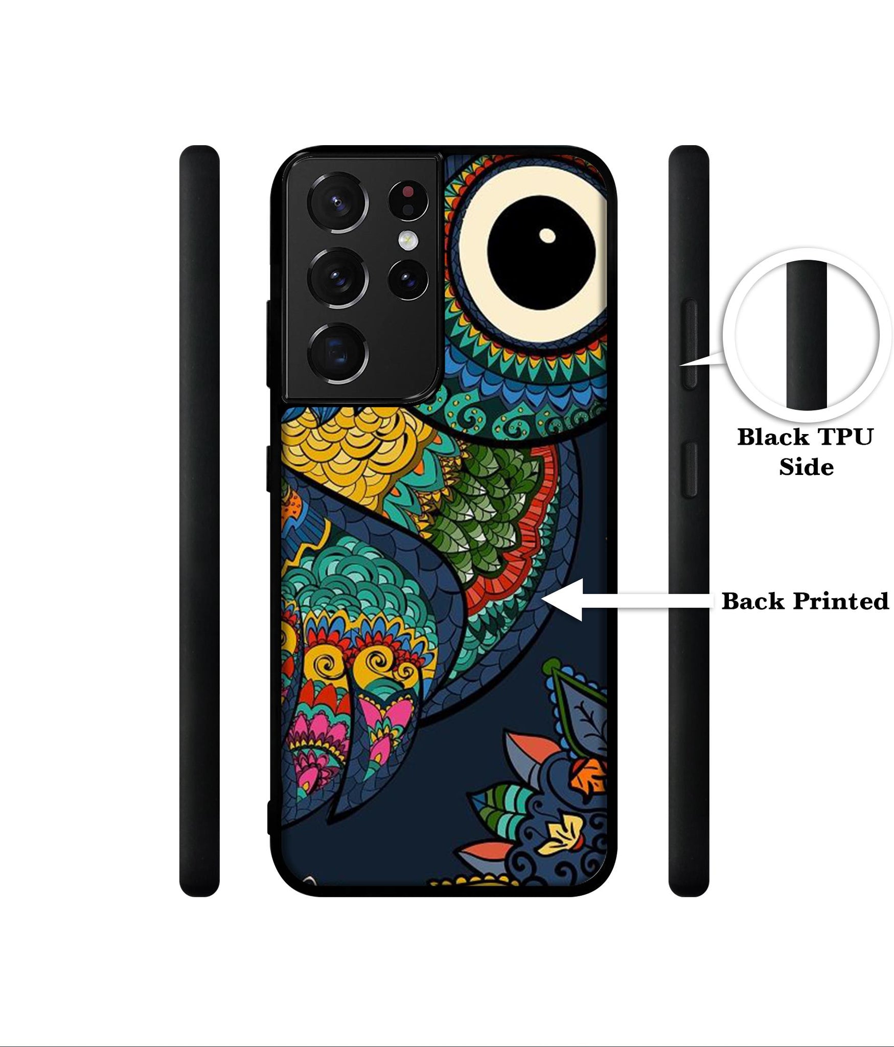 Owl Illustration Designer 2D Printed Back Case Cover for Samsung Galaxy S21 Ultra 5G