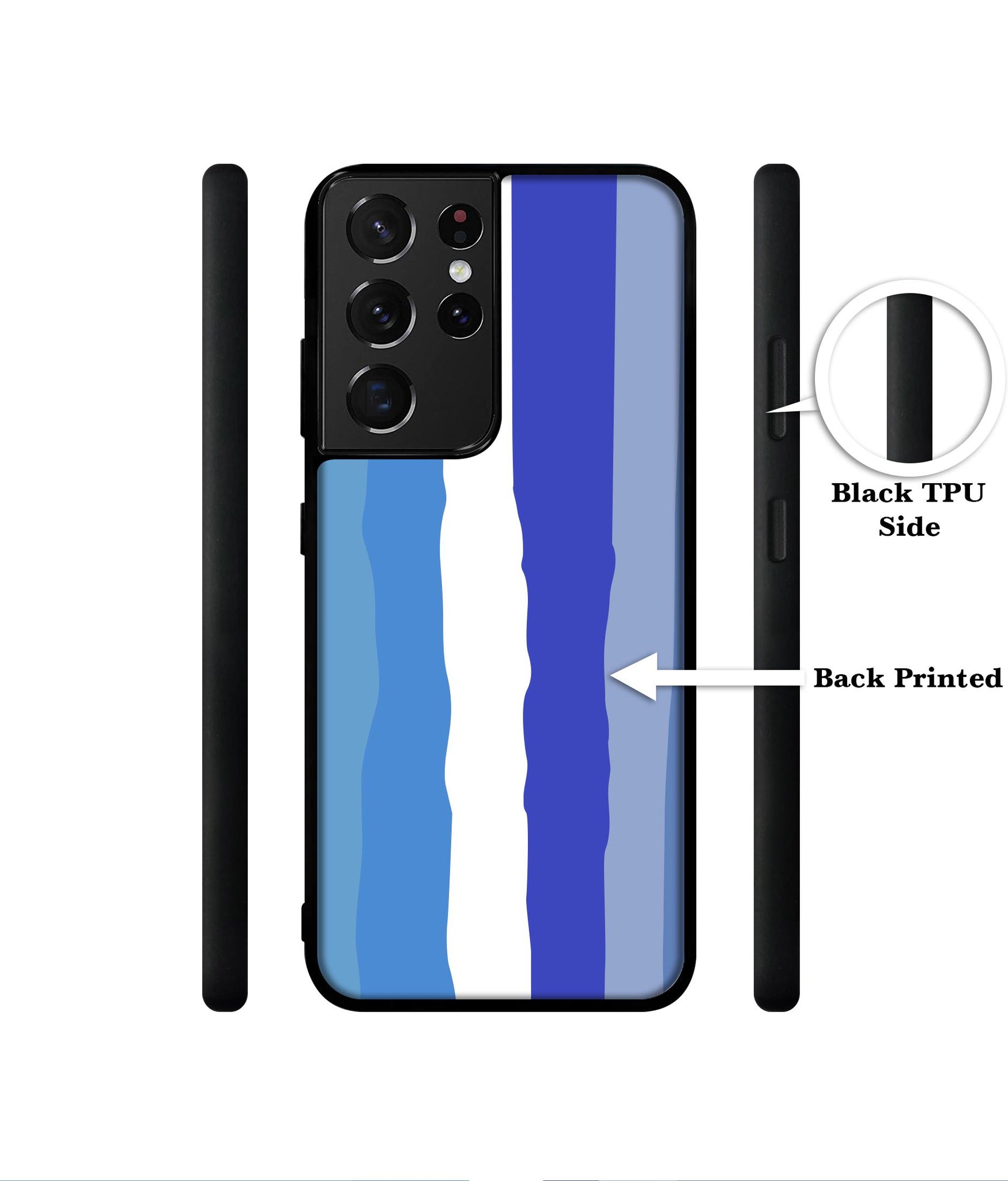 Blue Stripes Rainbow Designer 2D Printed Back Case Cover for Samsung Galaxy S21 Ultra 5G