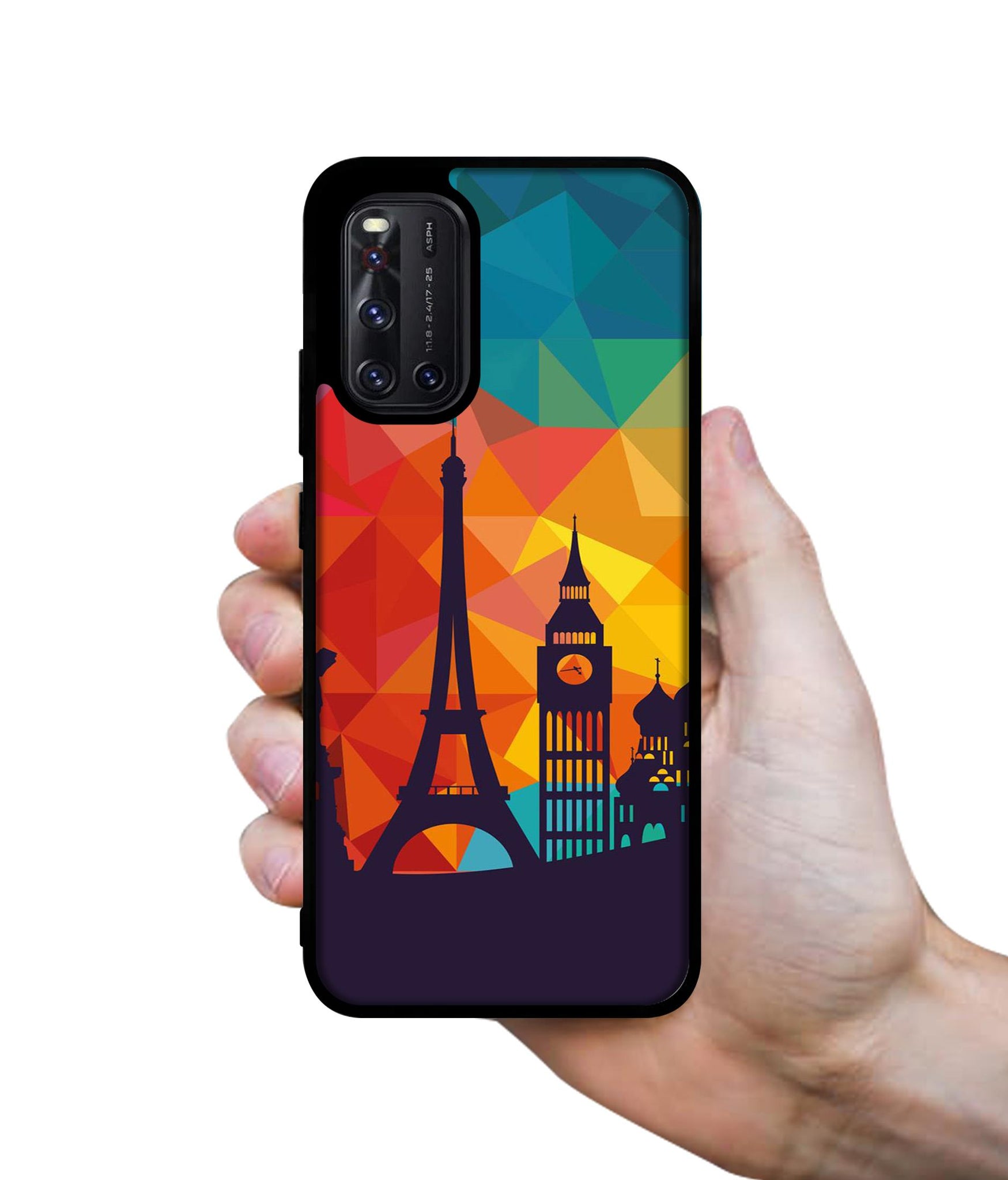 Colored Paris Designer 2D Printed Back Case Cover for Vivo V19 4G