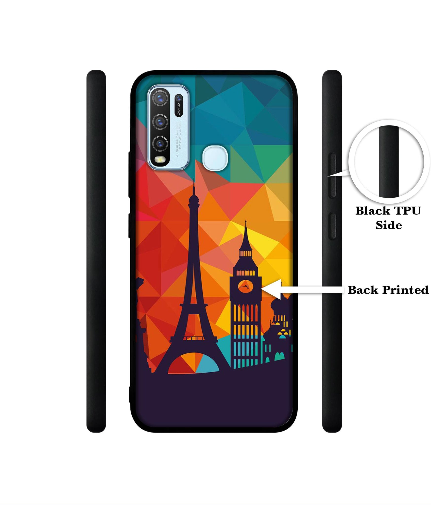 Colored Paris Designer 2D Printed Back Case Cover for Vivo Y30 4G / Y50 4G