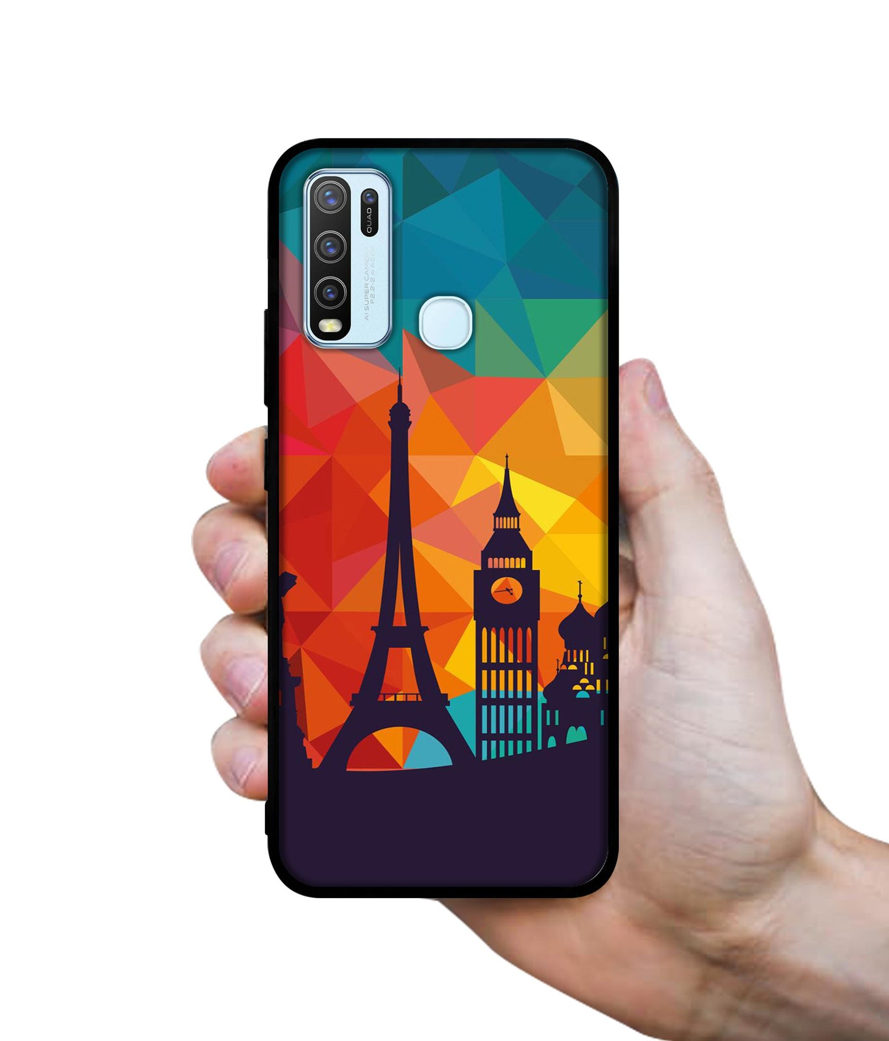 Colored Paris Designer 2D Printed Back Case Cover for Vivo Y30 4G / Y50 4G