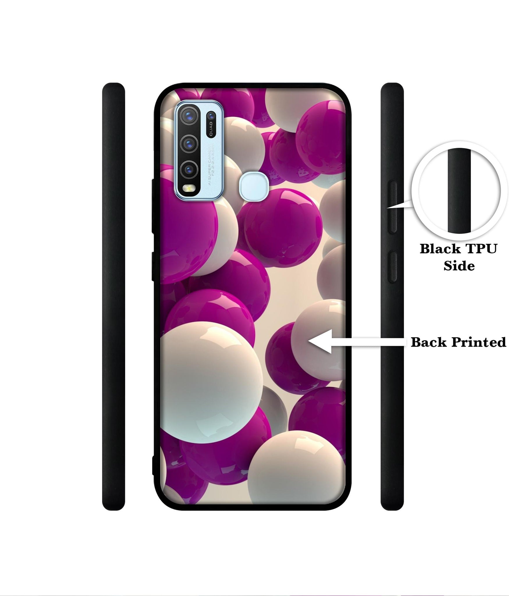 3D Balloons Designer 2D Printed Back Case Cover for Vivo Y30 4G / Y50 4G