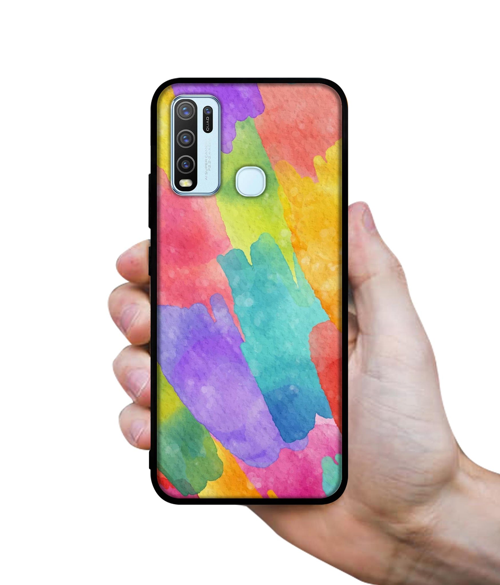 Water Paint Colorful Abstract Designer 2D Printed Back Case Cover for Vivo Y30 4G / Y50 4G