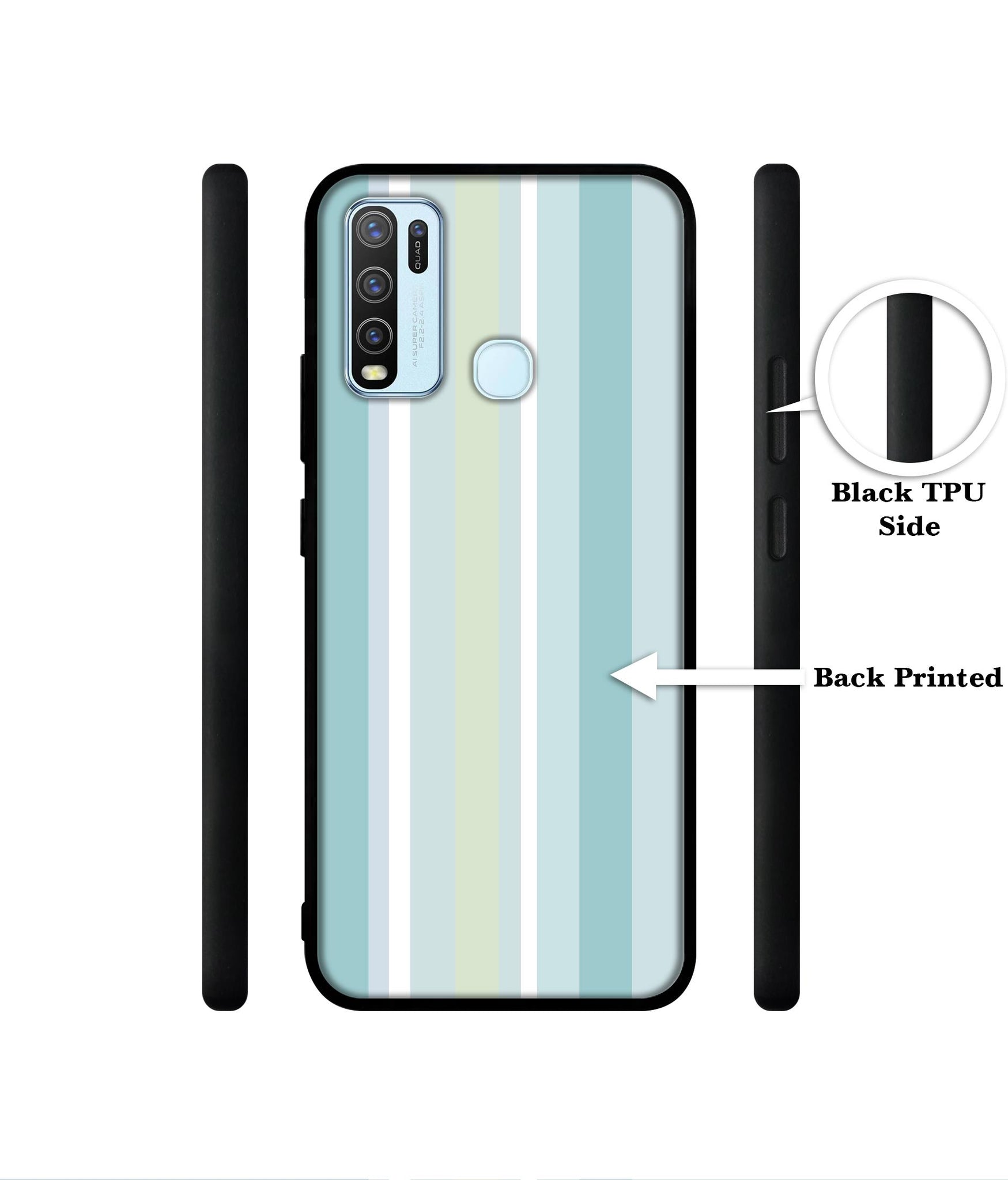 Light Green Stripes Designer 2D Printed Back Case Cover for Vivo Y30 4G / Y50 4G