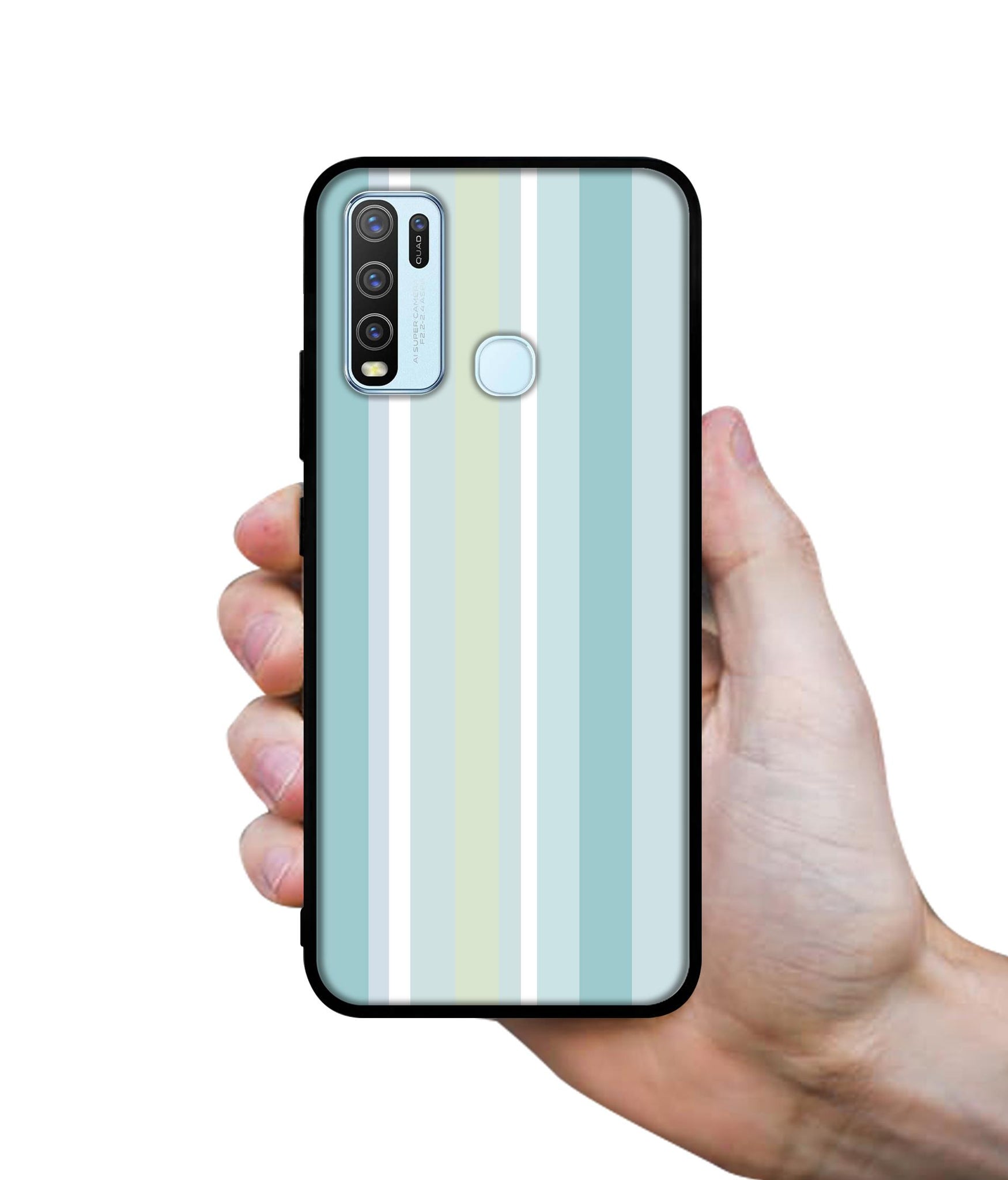 Light Green Stripes Designer 2D Printed Back Case Cover for Vivo Y30 4G / Y50 4G