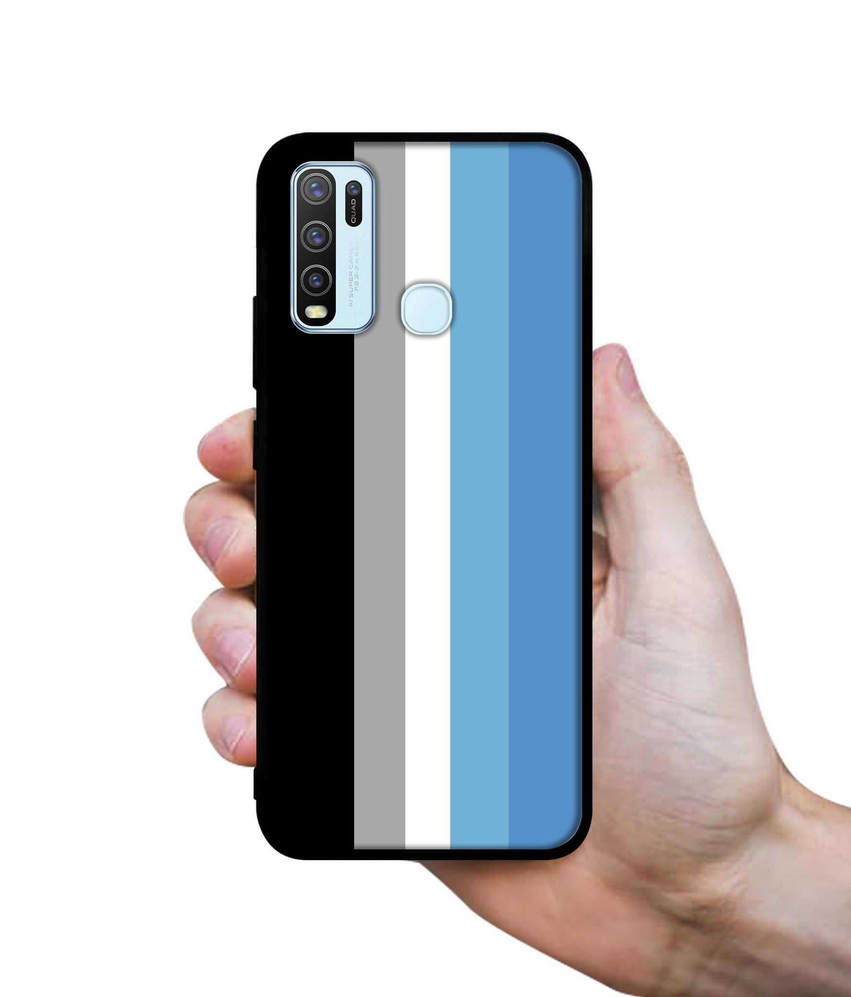 White and Blue Lines Designer 2D Printed Back Case Cover for Vivo Y30 4G / Y50 4G