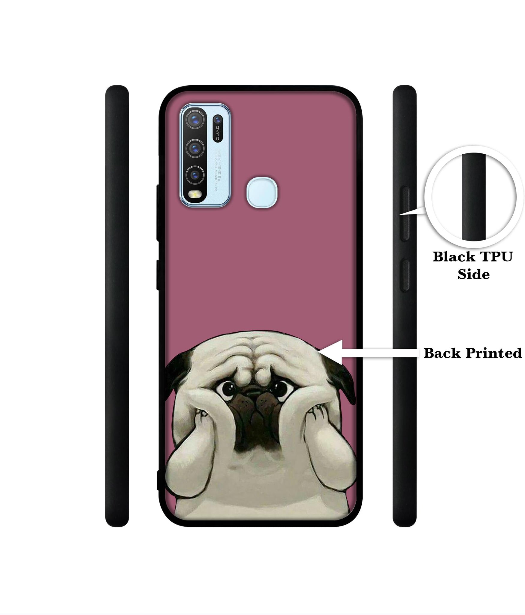 Cute Pug Holding Big Cheeks Designer 2D Printed Back Case Cover for Vivo Y30 4G / Y50 4G