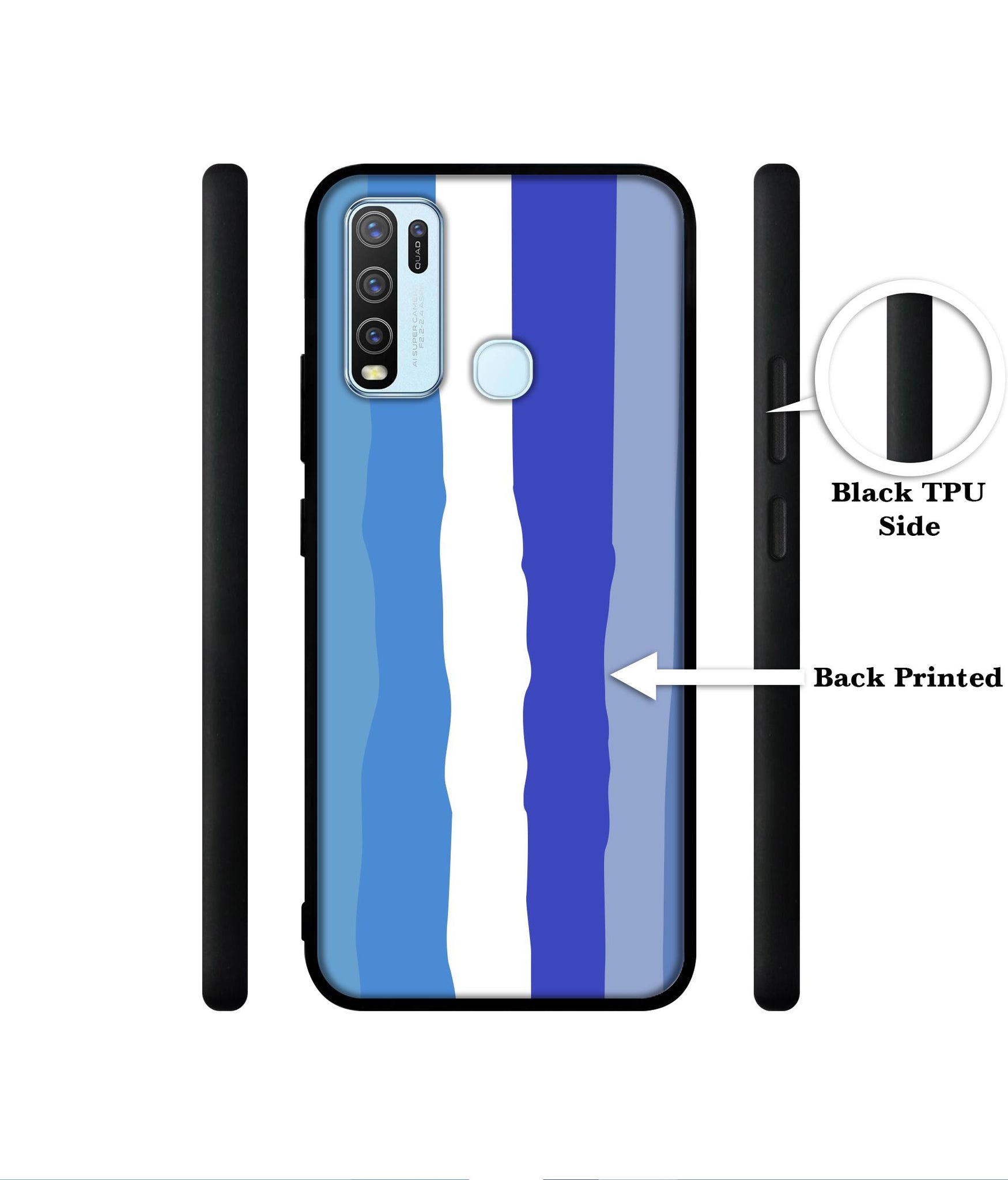 Blue Stripes Rainbow Designer 2D Printed Back Case Cover for Vivo Y30 4G / Y50 4G