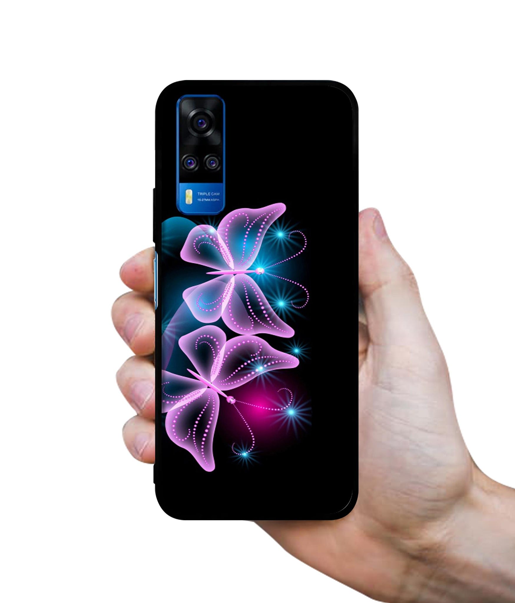 Butterflies Neon Light Designer 2D Printed Back Case Cover for Vivo Y51 (2020) 4G / Y51A 4G / Y31 4G / Y53s 4G