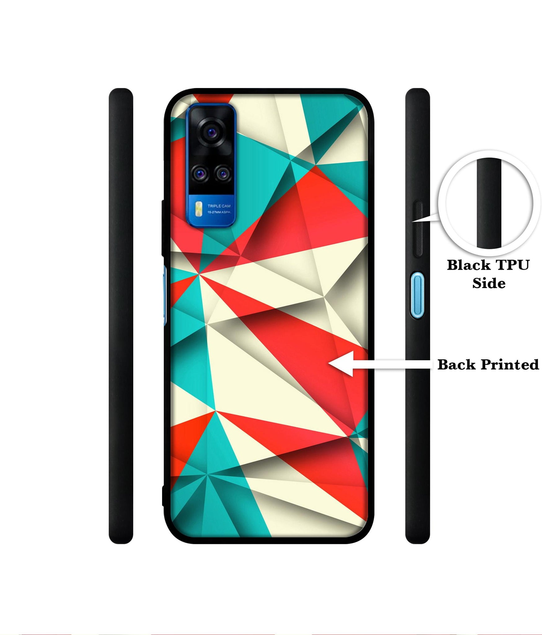 Red Blue White Pattern Designer 2D Printed Back Case Cover for Vivo Y51 (2020) 4G / Y51A 4G / Y31 4G / Y53s 4G