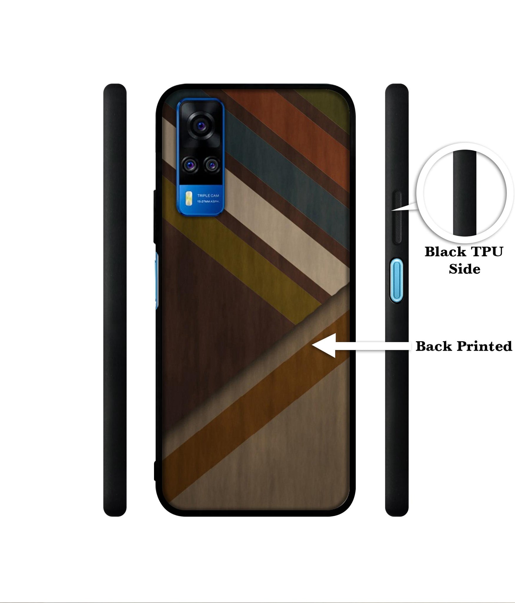 Colorful Wooden Pattern Designer 2D Printed Back Case Cover for Vivo Y51 (2020) 4G / Y51A 4G / Y31 4G / Y53s 4G