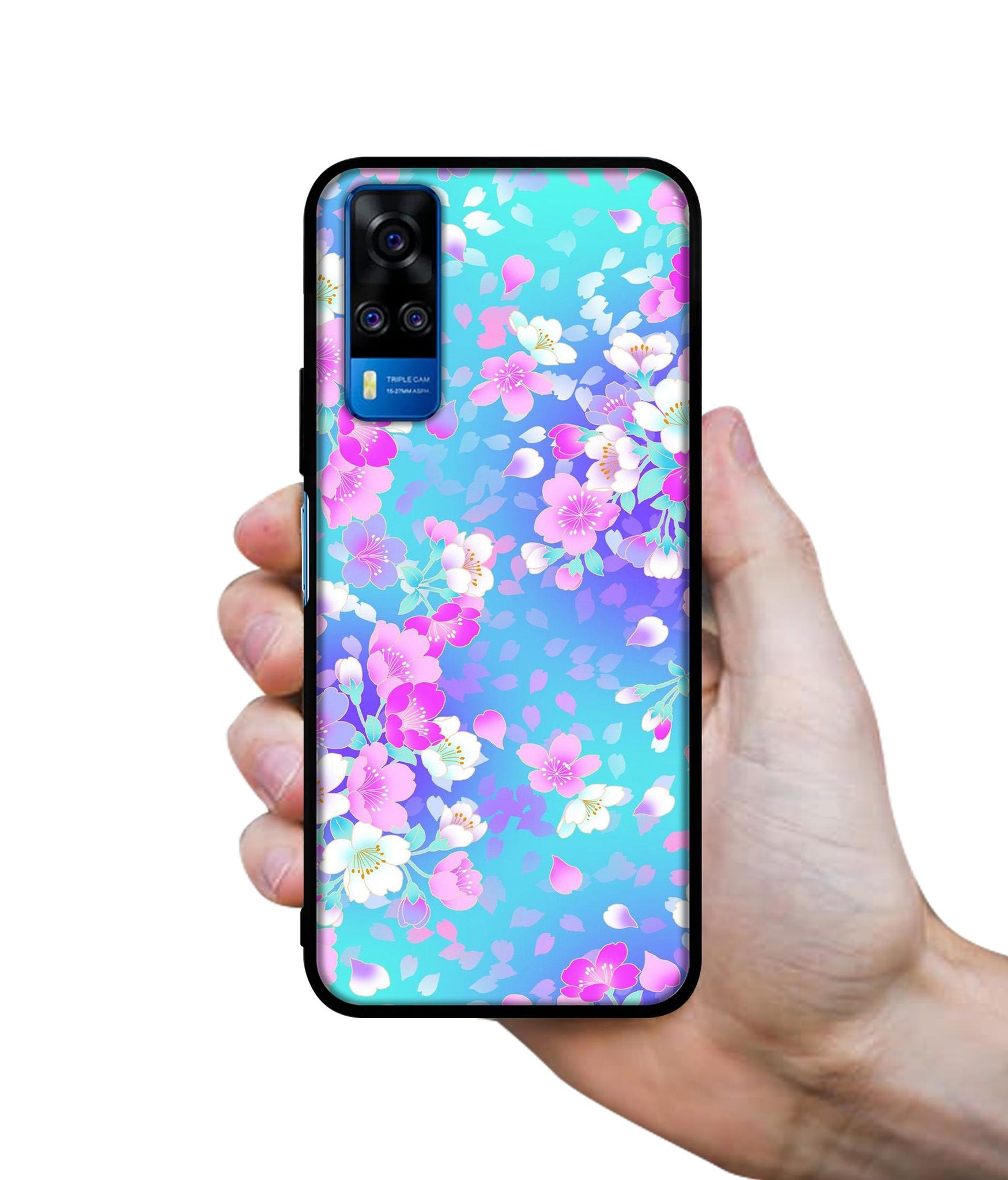 Floral Blue Pattern Designer 2D Printed Back Case Cover for Vivo Y51 (2020) 4G / Y51A 4G / Y31 4G / Y53s 4G