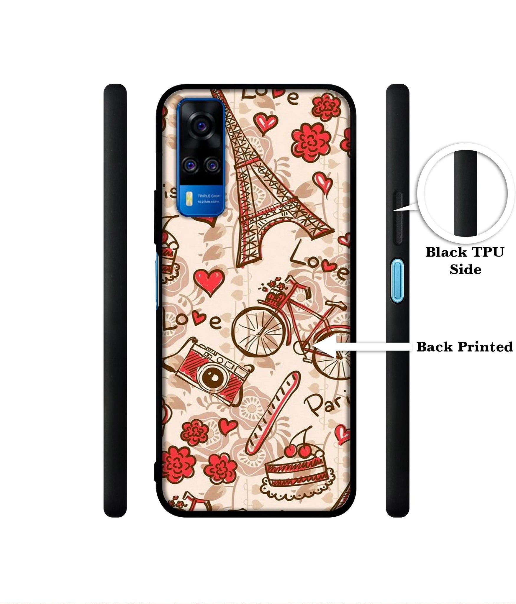 Vintage Paris Designer 2D Printed Back Case Cover for Vivo Y51 (2020) 4G / Y51A 4G / Y31 4G / Y53s 4G