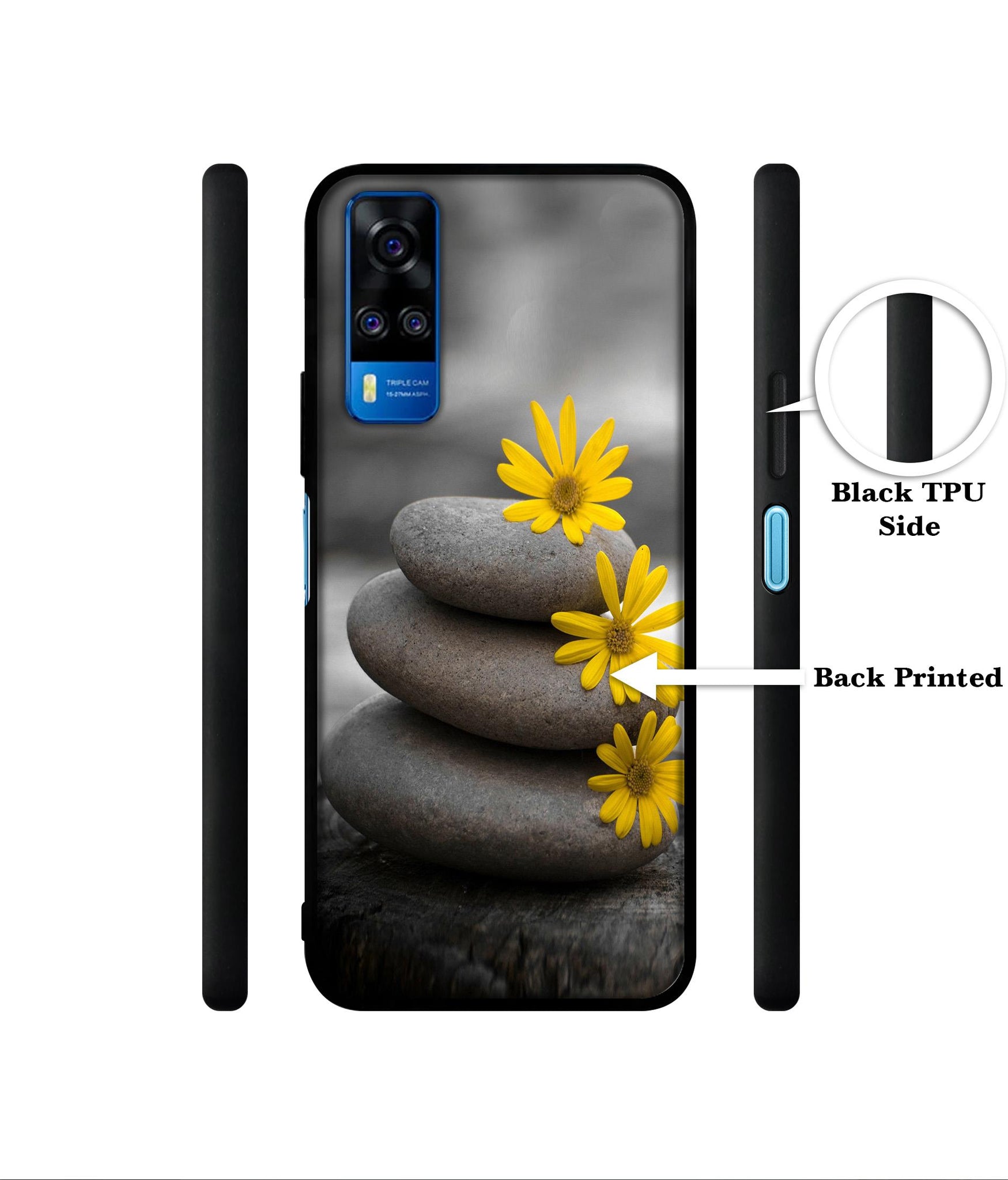 Stones And Flower Designer 2D Printed Back Case Cover for Vivo Y51 (2020) 4G / Y51A 4G / Y31 4G / Y53s 4G