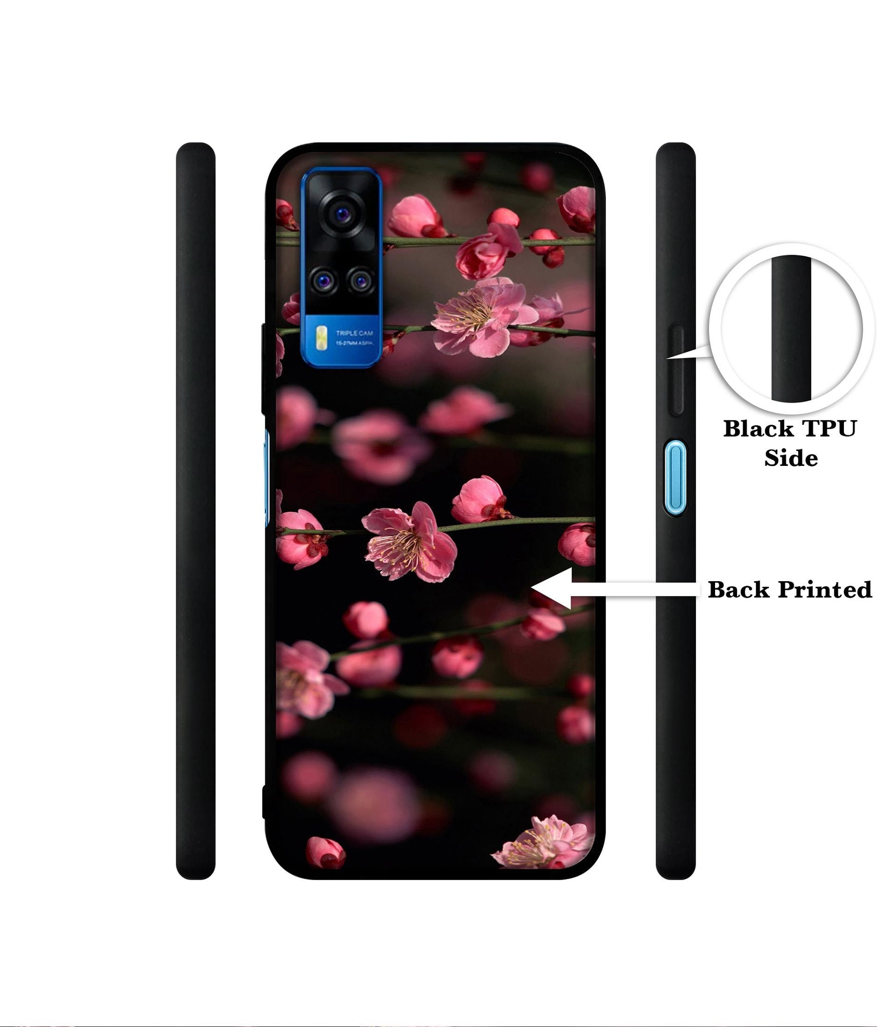 Pink Flowers Designer 2D Printed Back Case Cover for Vivo Y51 (2020) 4G / Y51A 4G / Y31 4G / Y53s 4G