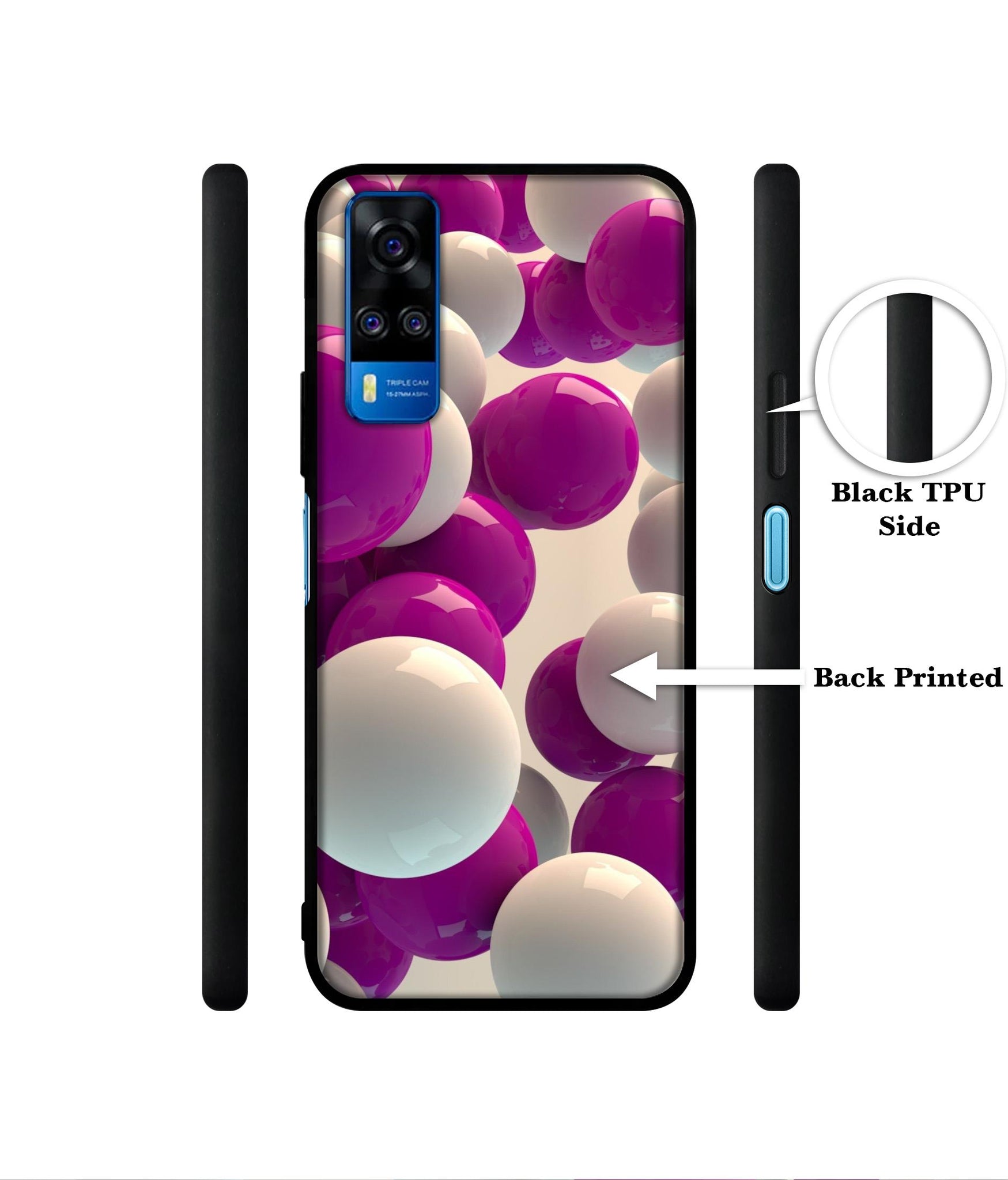 3D Balloons Designer 2D Printed Back Case Cover for Vivo Y51 (2020) 4G / Y51A 4G / Y31 4G / Y53s 4G