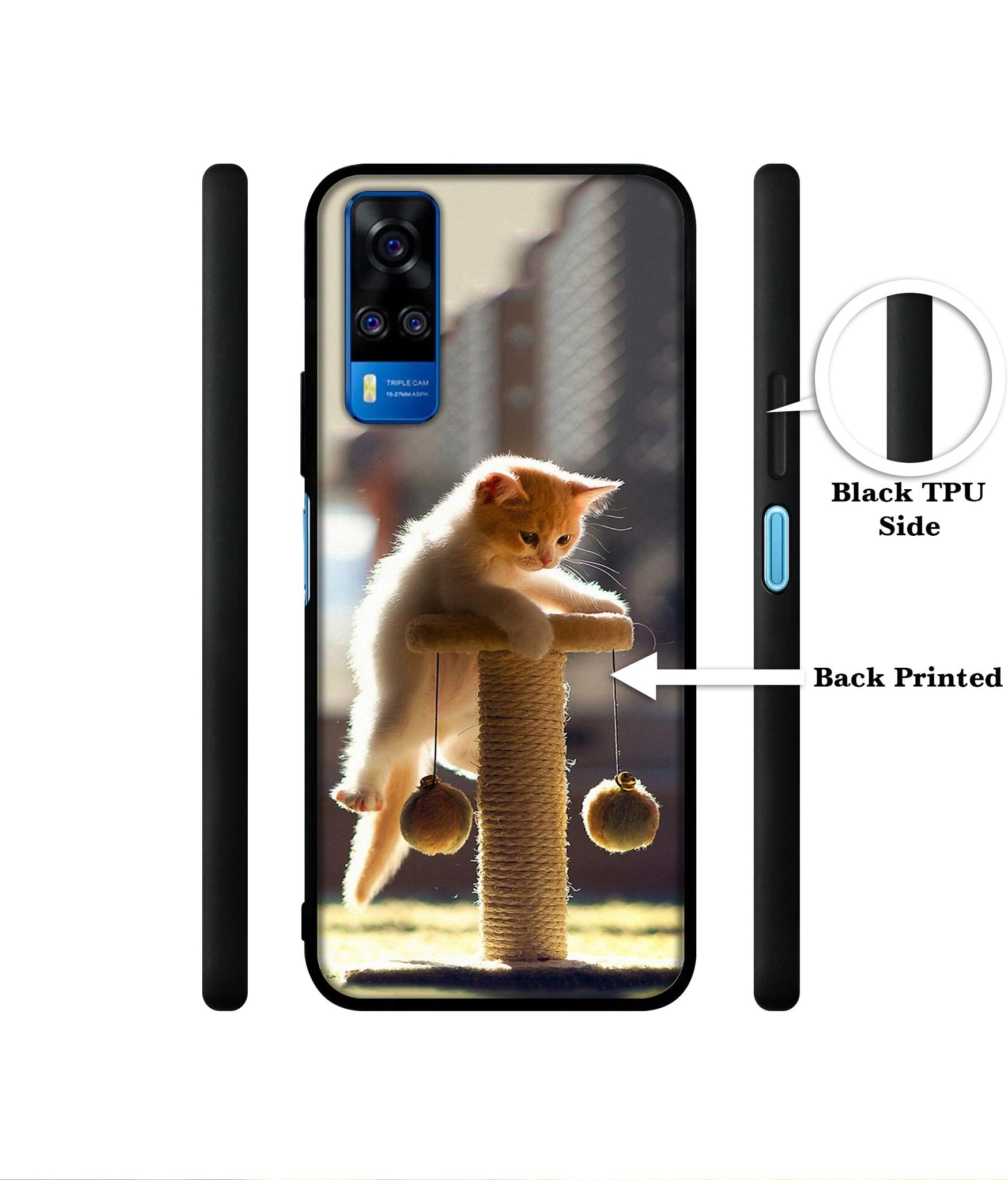 Cat Climbing Designer 2D Printed Back Case Cover for Vivo Y51 (2020) 4G / Y51A 4G / Y31 4G / Y53s 4G