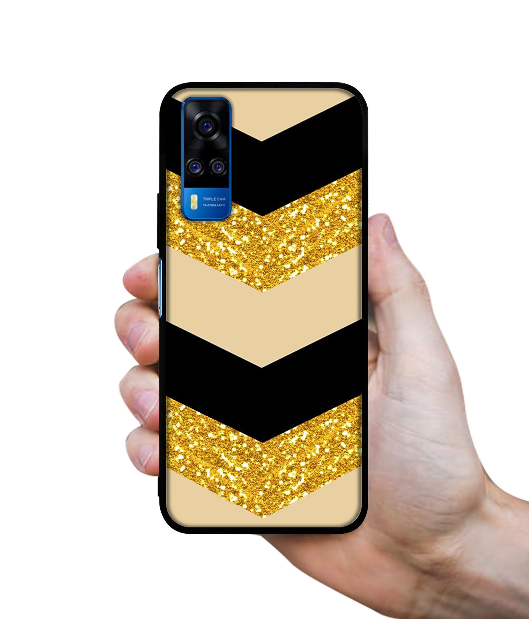 Black & Gold Designer 2D Printed Back Case Cover for Vivo Y51 (2020) 4G / Y51A 4G / Y31 4G / Y53s 4G
