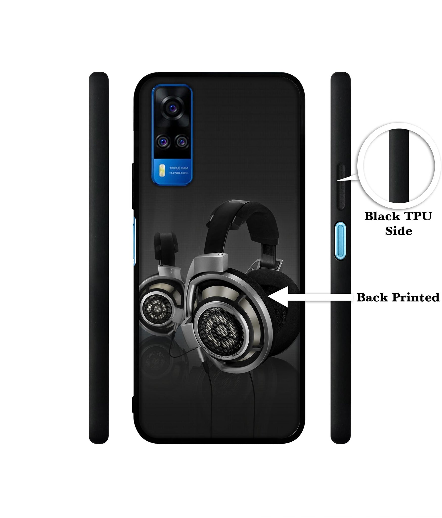 Head Phone Designer 2D Printed Back Case Cover for Vivo Y51 (2020) 4G / Y51A 4G / Y31 4G / Y53s 4G